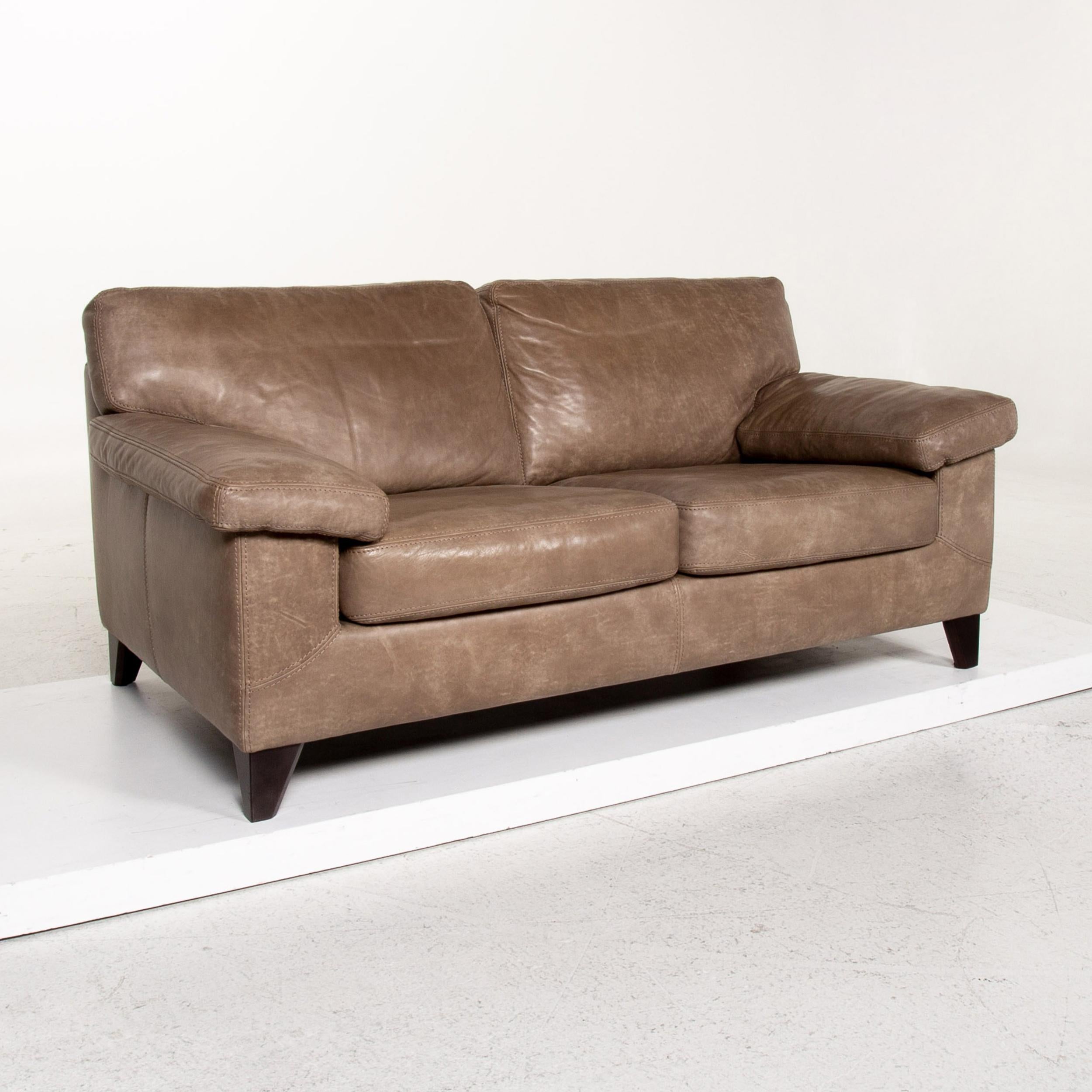 Bosnian Machalke Diego Leather Sofa Brown Two-Seat Couch Teun Van Zanten For Sale