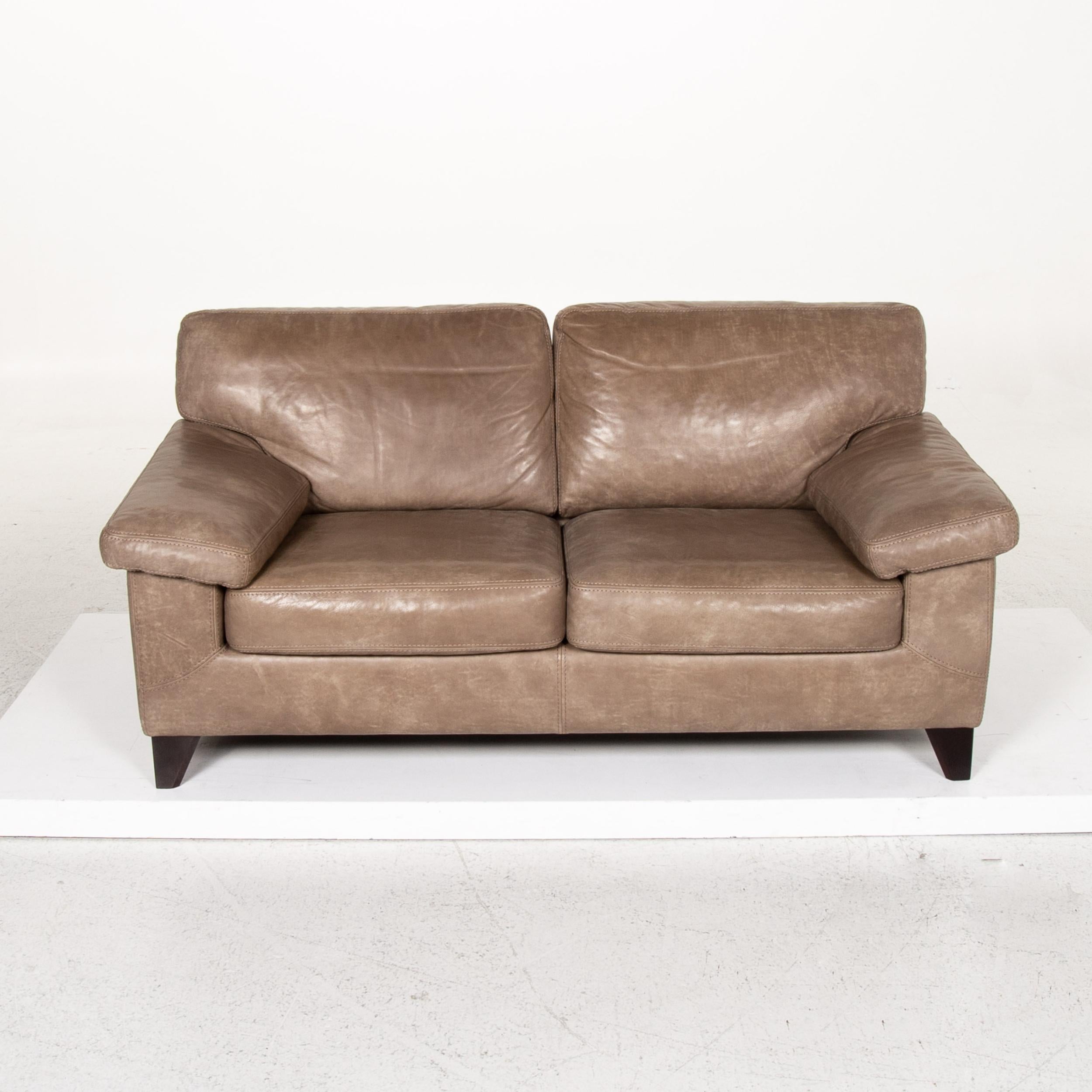 Machalke Diego Leather Sofa Brown Two-Seat Couch Teun Van Zanten In Good Condition For Sale In Cologne, DE