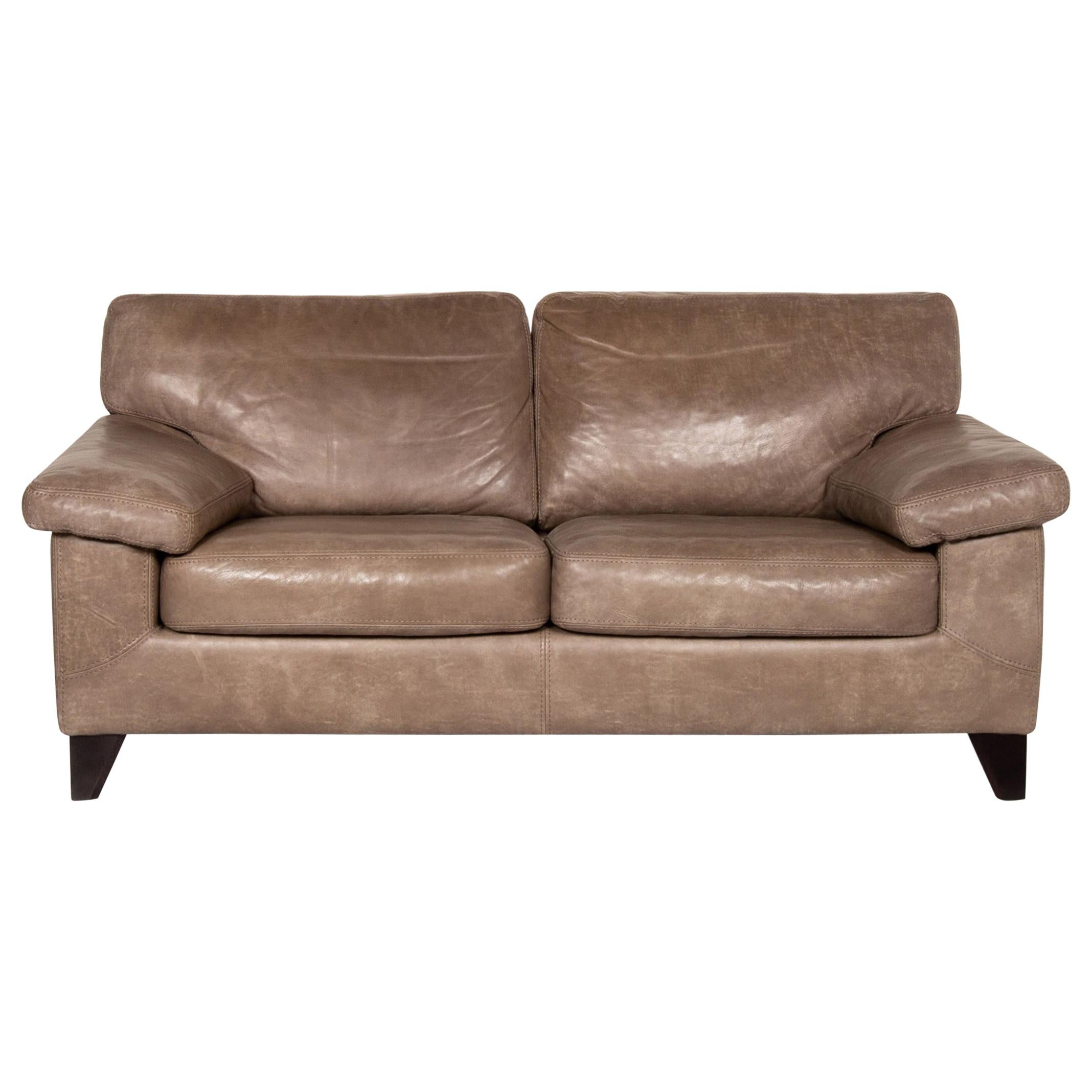 Machalke Diego Leather Sofa Brown Two-Seat Couch Teun Van Zanten For Sale