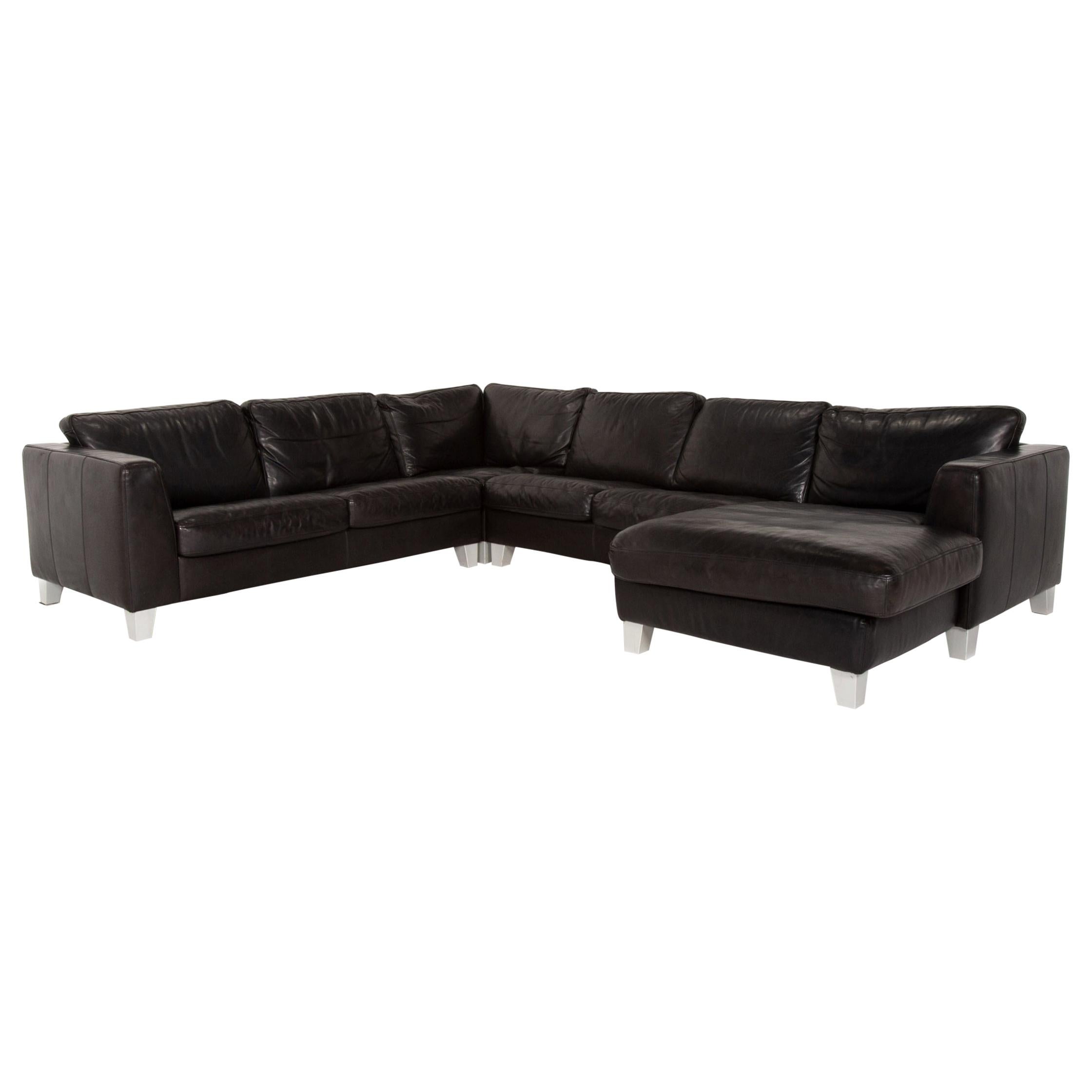Machalke Leather Corner Sofa Black Sofa Couch For Sale at 1stDibs
