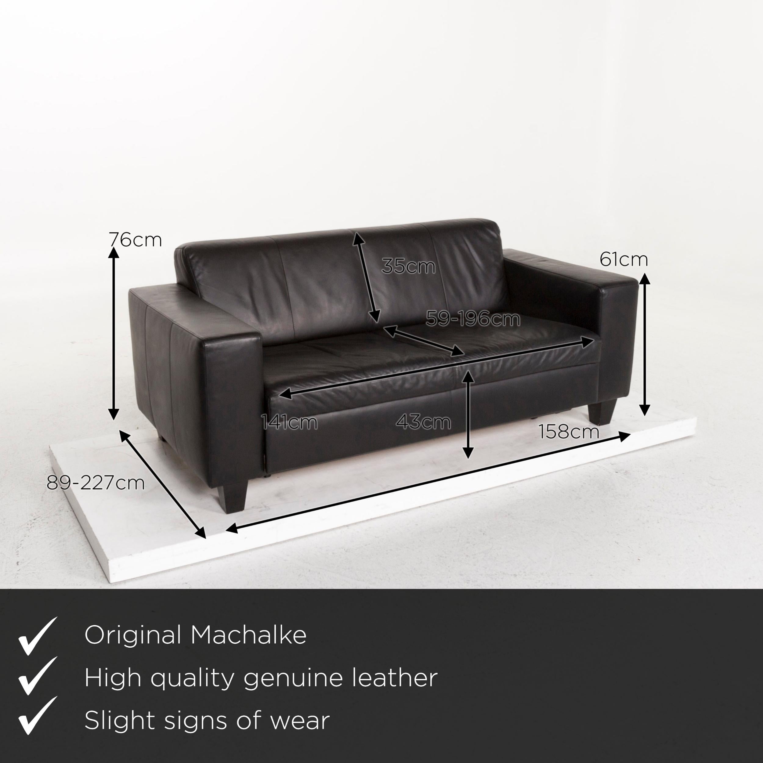 We present to you a Machalke leather sofa bed black two-seat sofa sleep function couch.
 

 Product measurements in centimeters:
 

Depth 89
Width 158
Height 76
Seat height 43
Rest height 61
Seat depth 59
Seat width 141
Back height