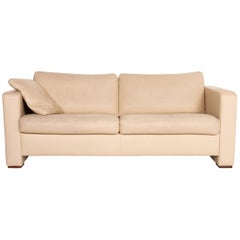 Machalke Leather Sofa Beige Three-Seat Couch