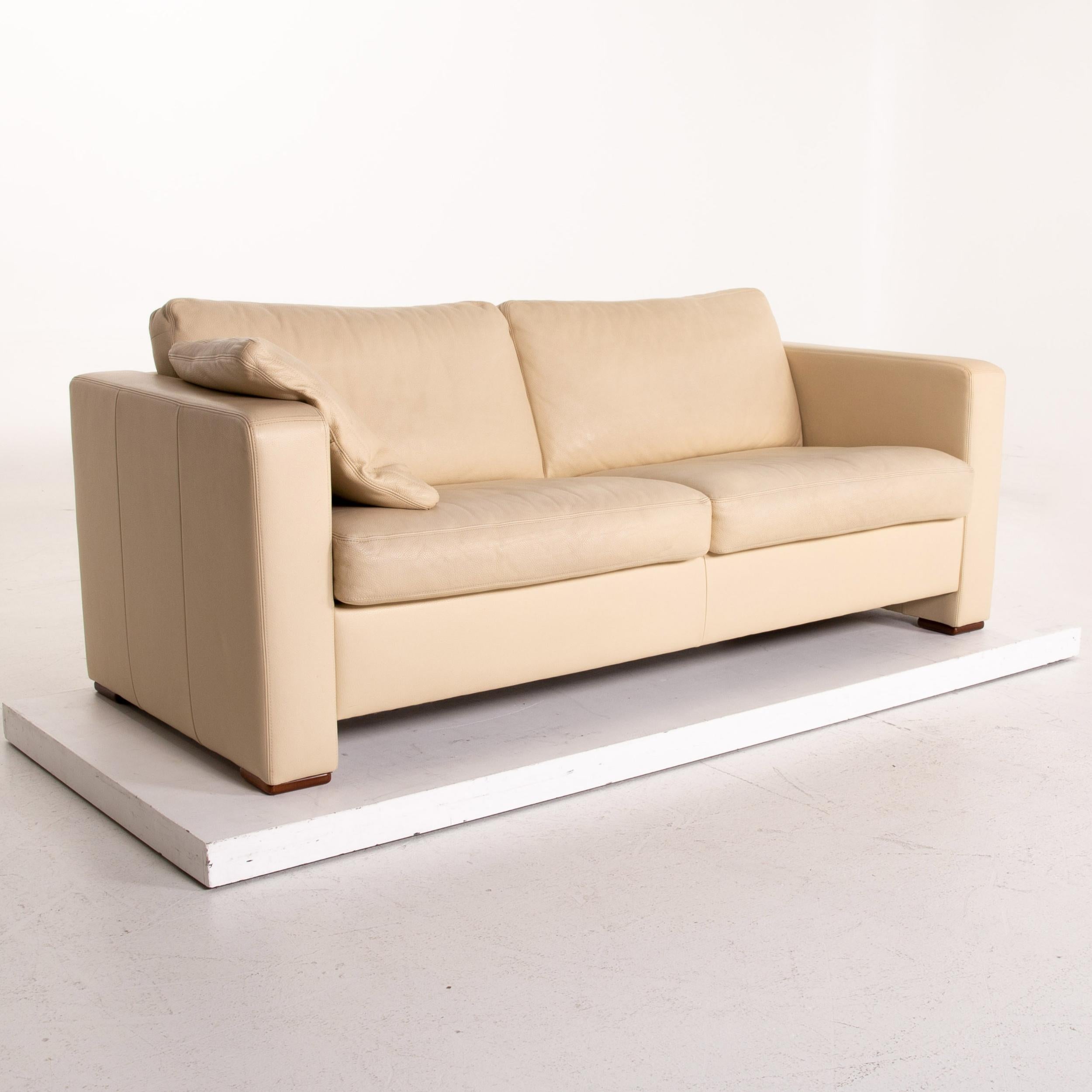 Machalke Leather Sofa Beige Three-Seat Couch In Good Condition For Sale In Cologne, DE