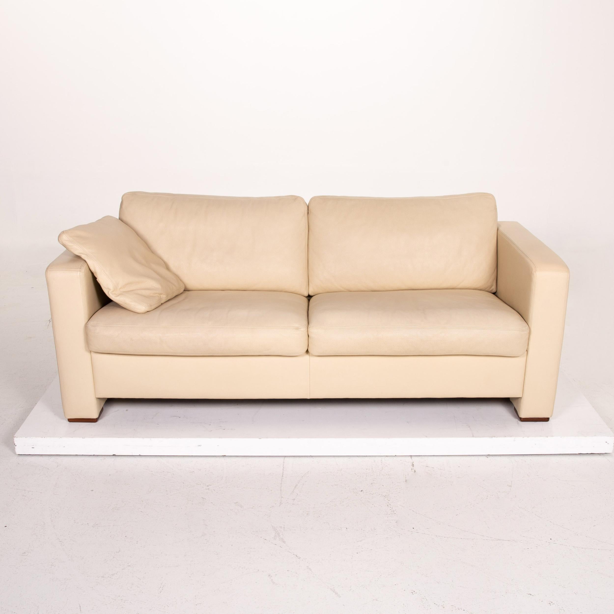 Contemporary Machalke Leather Sofa Beige Three-Seat Couch For Sale