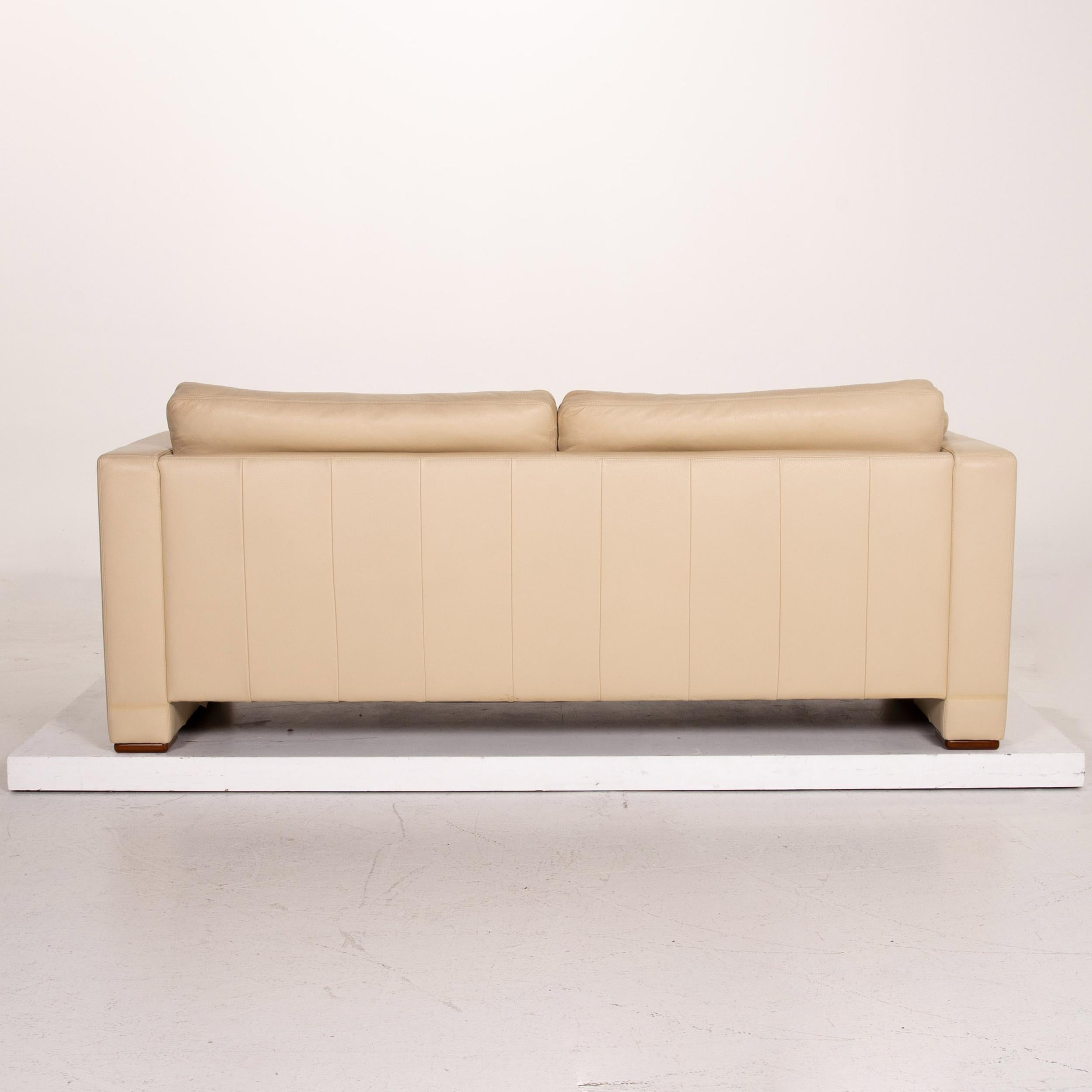Machalke Leather Sofa Beige Three-Seat Couch For Sale 2