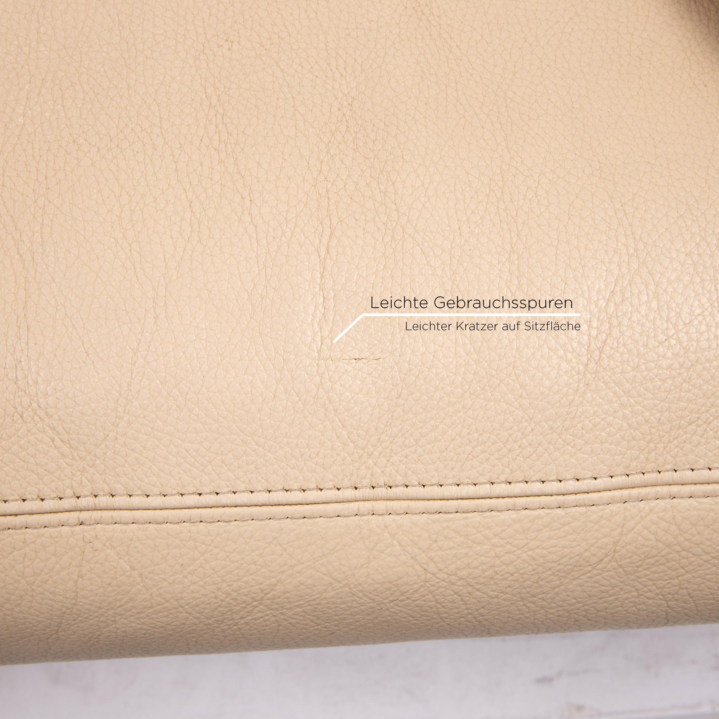 Modern Machalke Leather Sofa Beige Two-Seat Couch