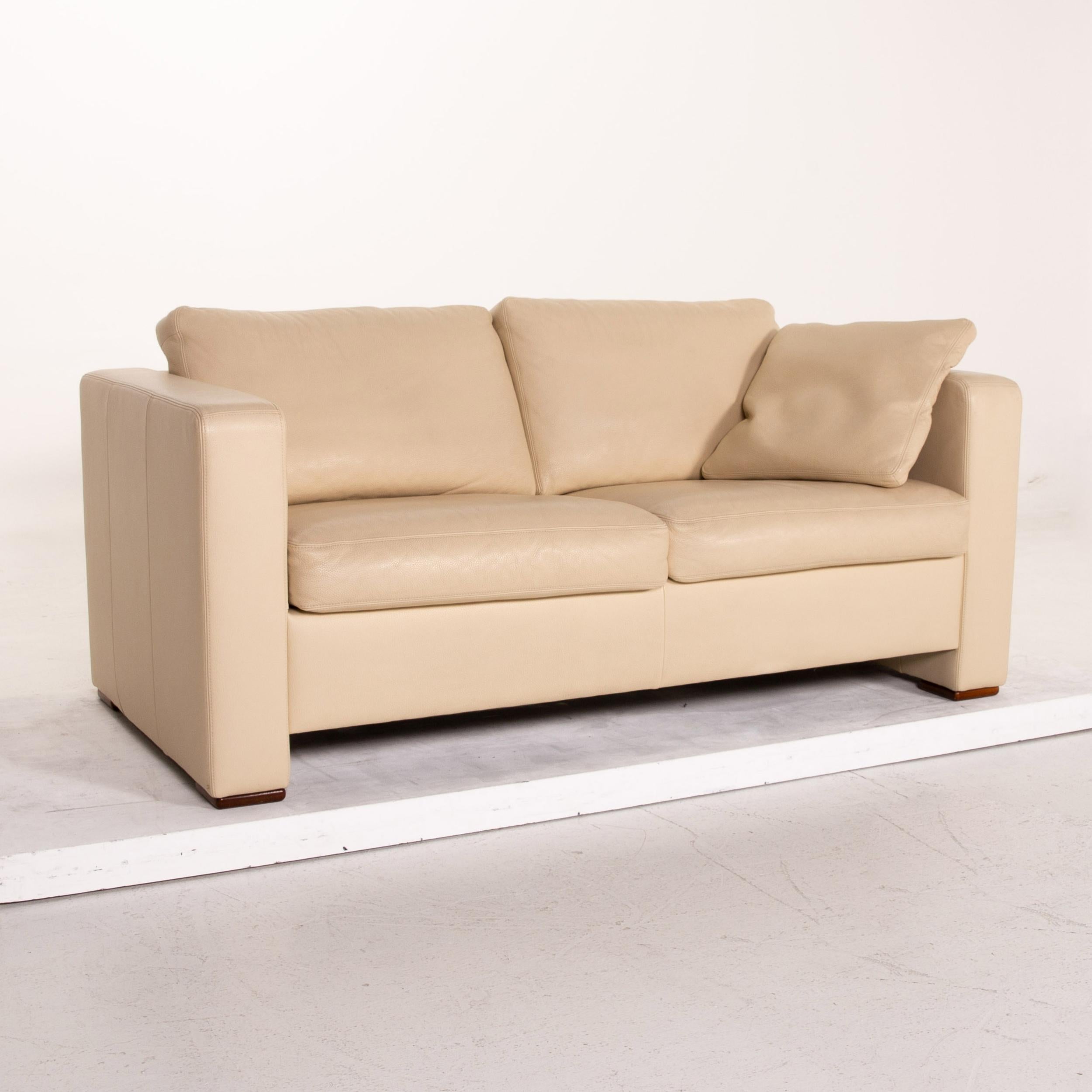 Contemporary Machalke Leather Sofa Beige Two-Seat Couch