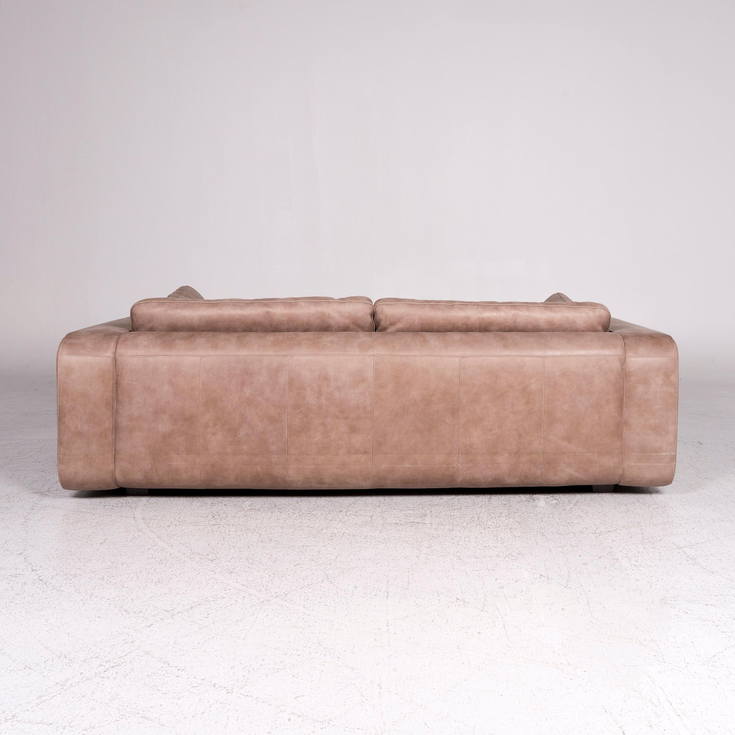 Machalke Leather Sofa Brown Beige Three-Seat Couch 2