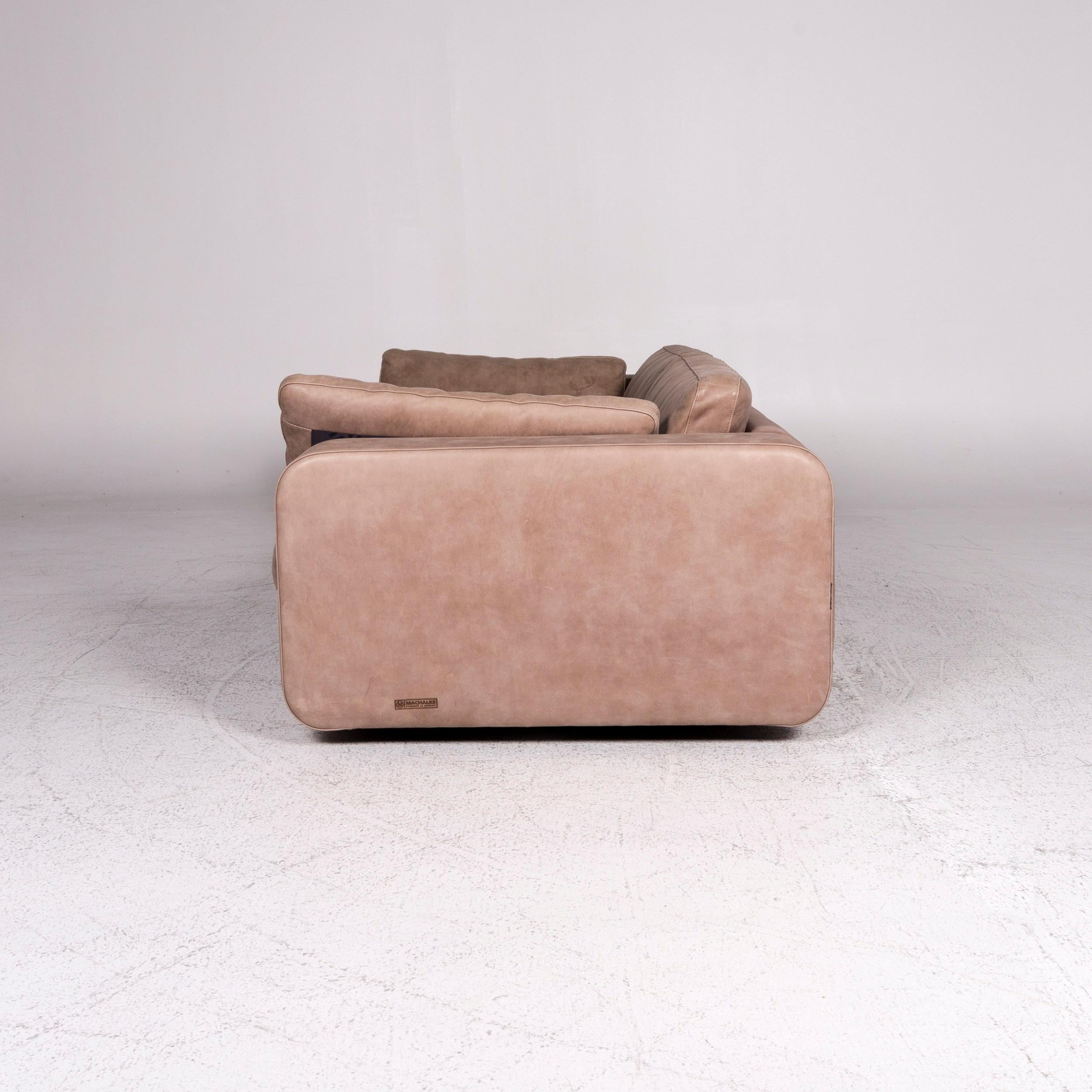 Machalke Leather Sofa Brown Beige Three-Seat Couch 3