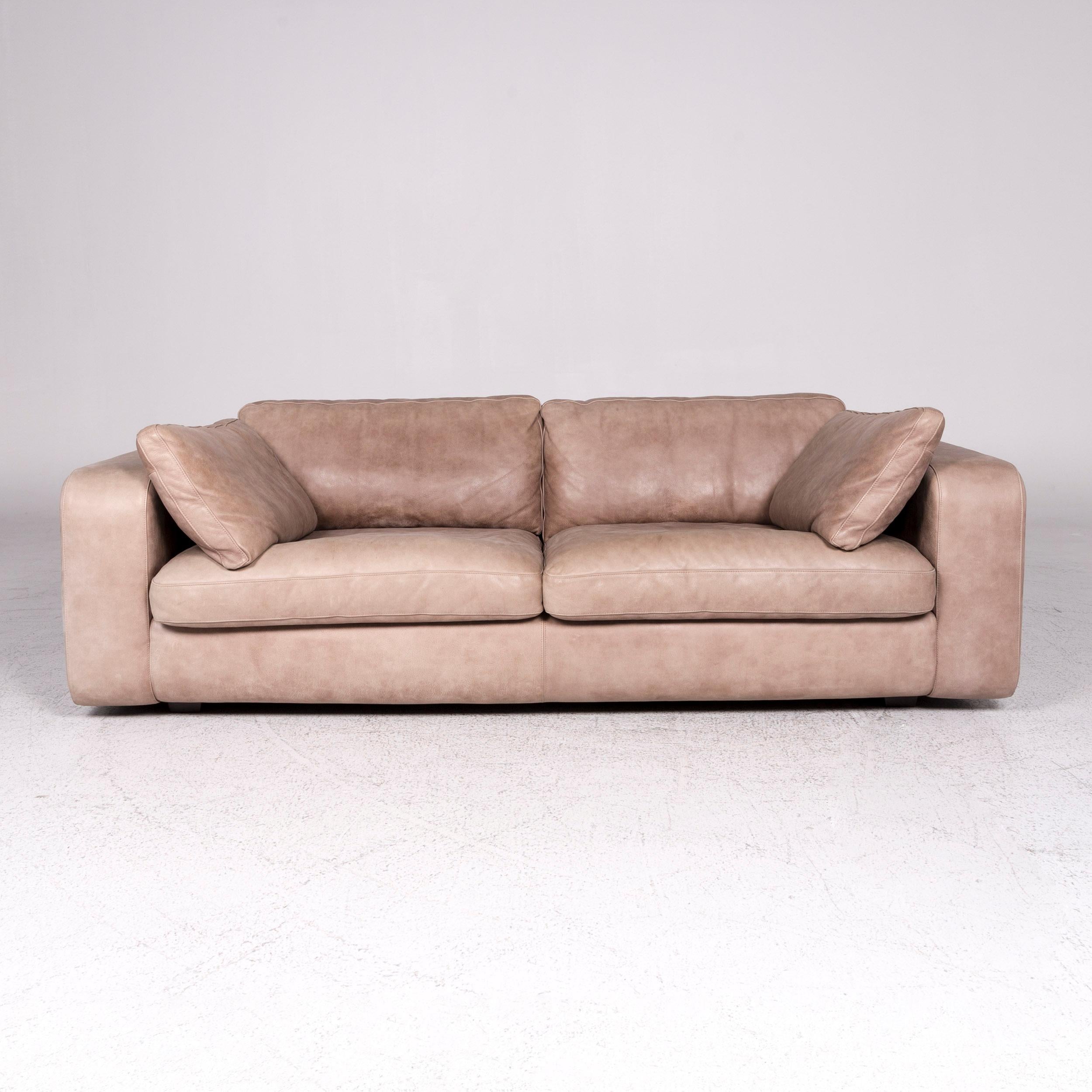 We bring to you a Machalke leather sofa brown beige three-seat couch.

 Product measurements in centimeters:
 
Depth: 114
Width: 223
Height: 72
Seat-height: 45
Rest-height: 61
Seat-depth: 74
Seat-width: 139
Back-height: 35.

 