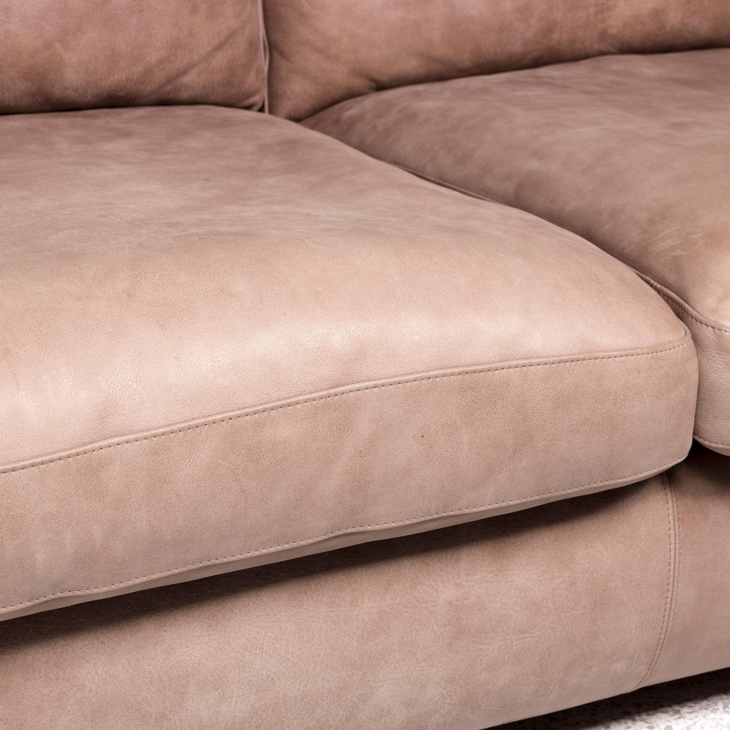 Bosnian Machalke Leather Sofa Brown Beige Three-Seat Couch