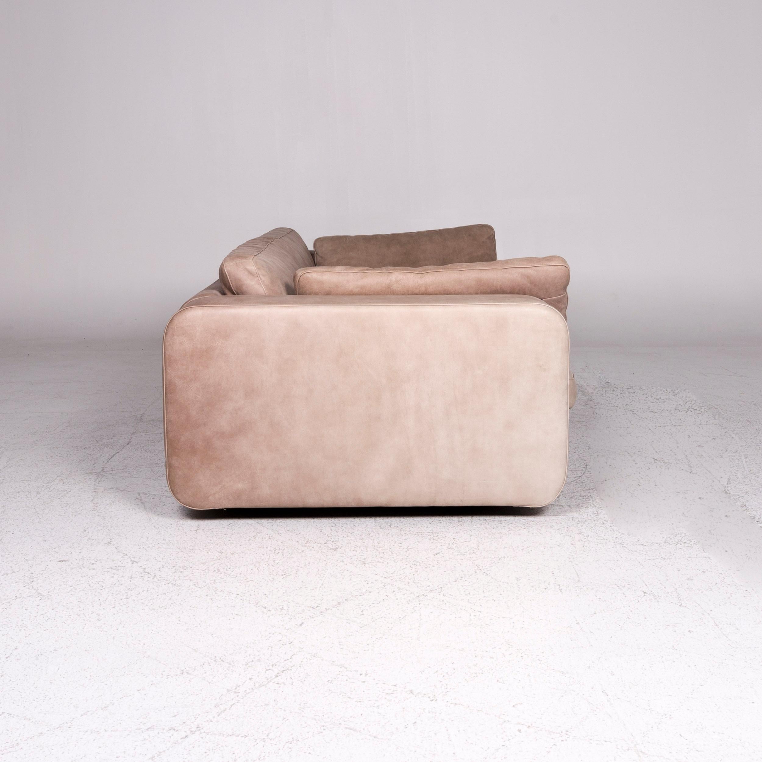 Machalke Leather Sofa Brown Beige Three-Seat Couch 1