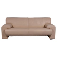 Machalke Leather Sofa Cream Two-Seater Couch
