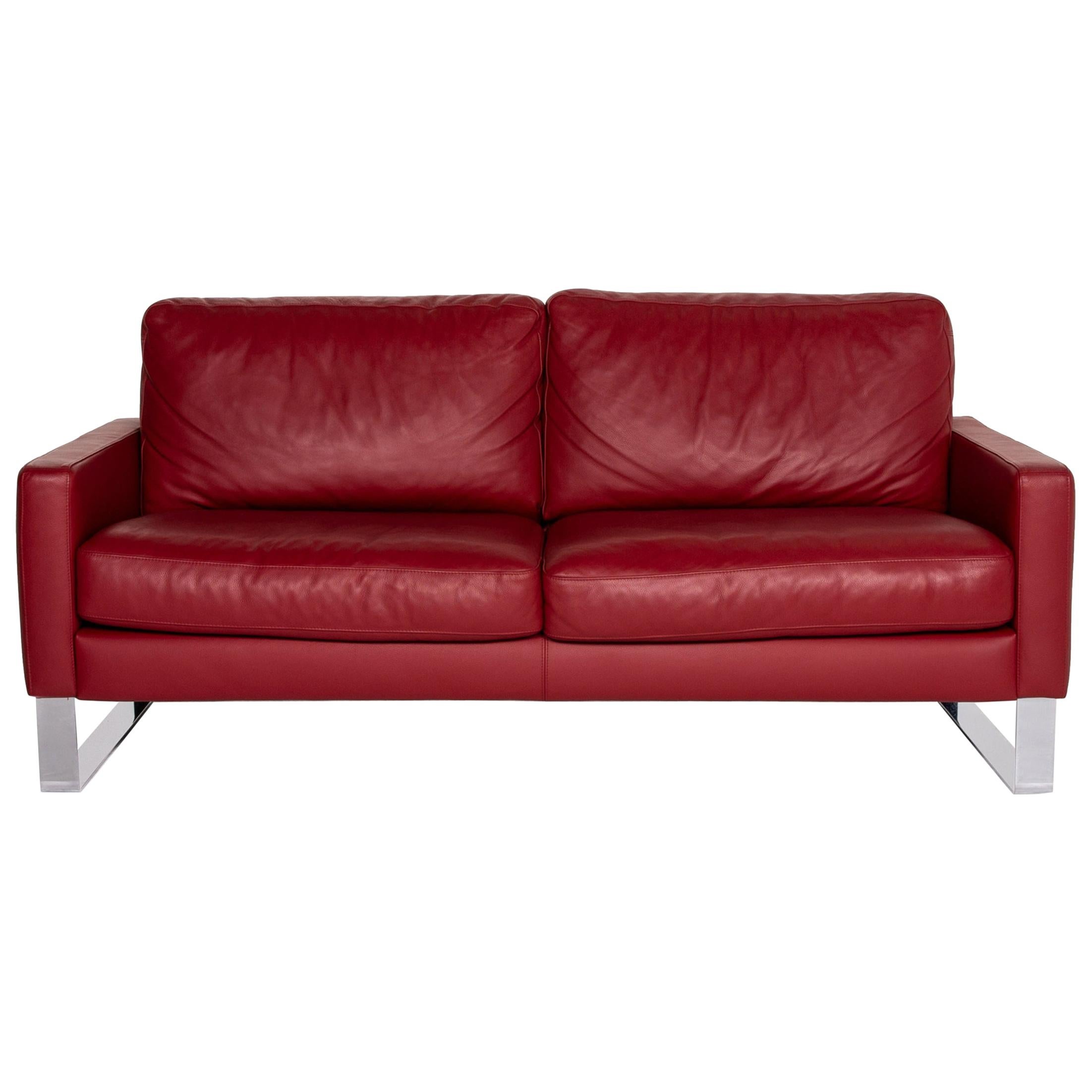 Machalke Leather Sofa Red Two-Seat Couch # 13906t