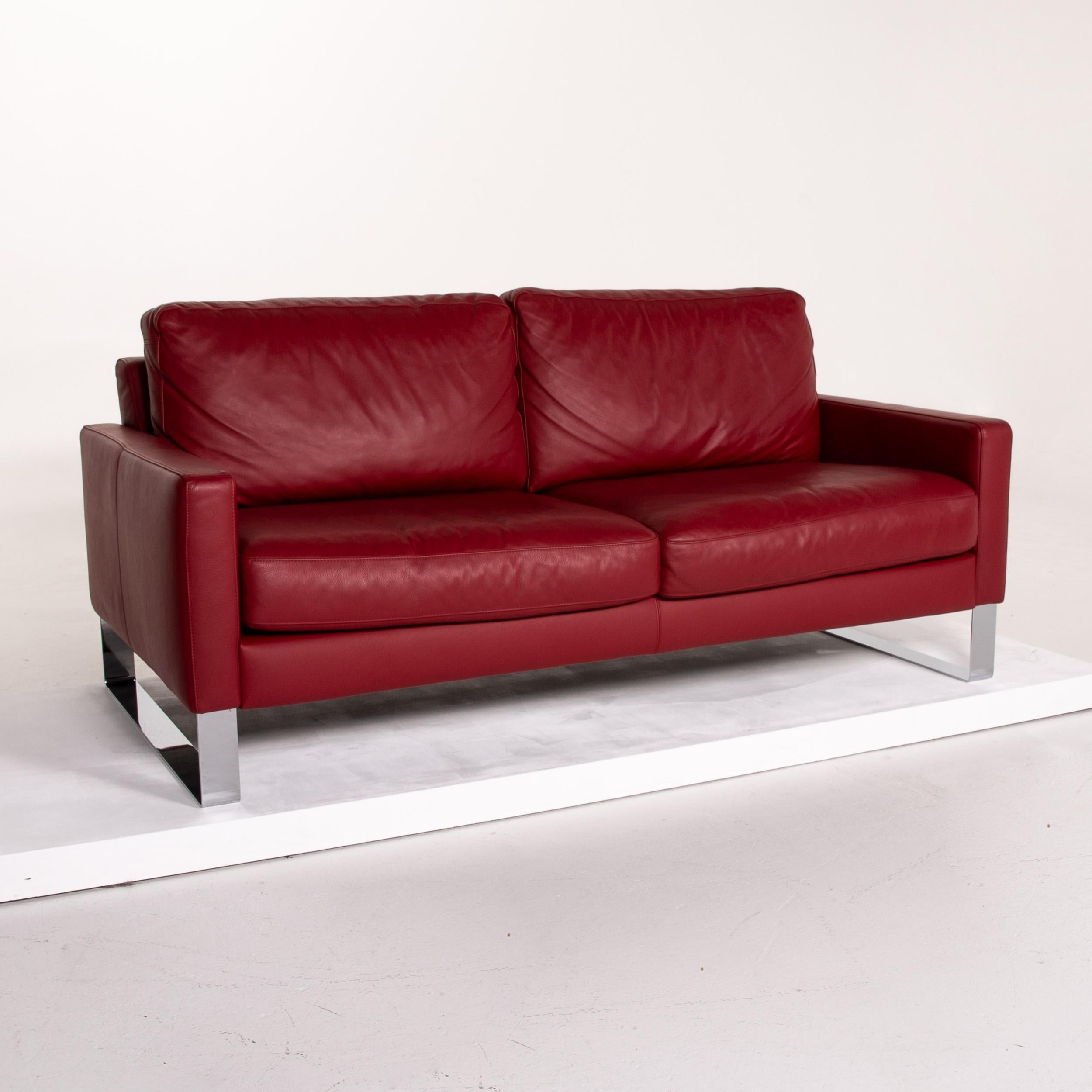 Modern Machalke Leather Sofa Red Two-Seat Couch # 13906t