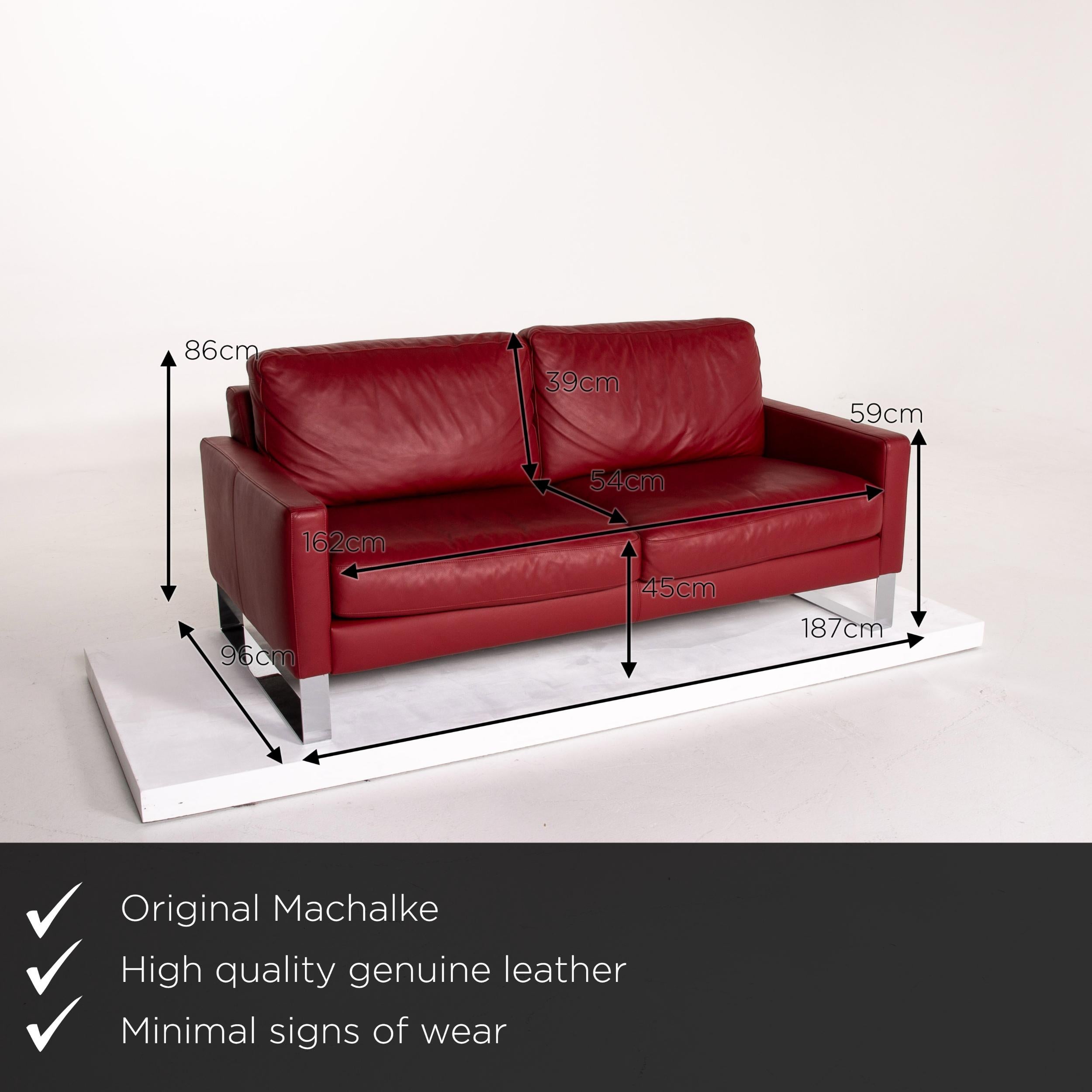 Bosnian Machalke Leather Sofa Red Two-Seat Couch # 13906t