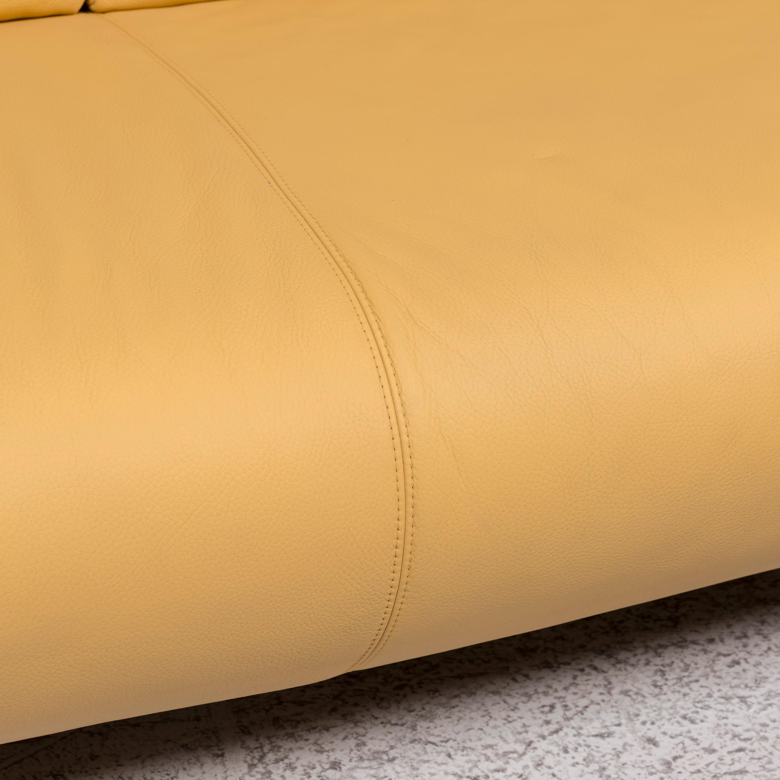 Modern Machalke Leather Sofa Yellow Two-Seat