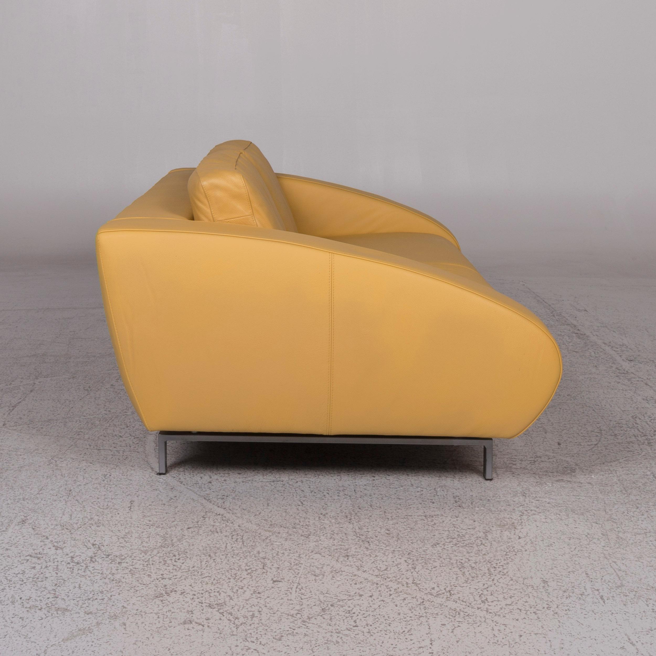 Contemporary Machalke Leather Sofa Yellow Two-Seat