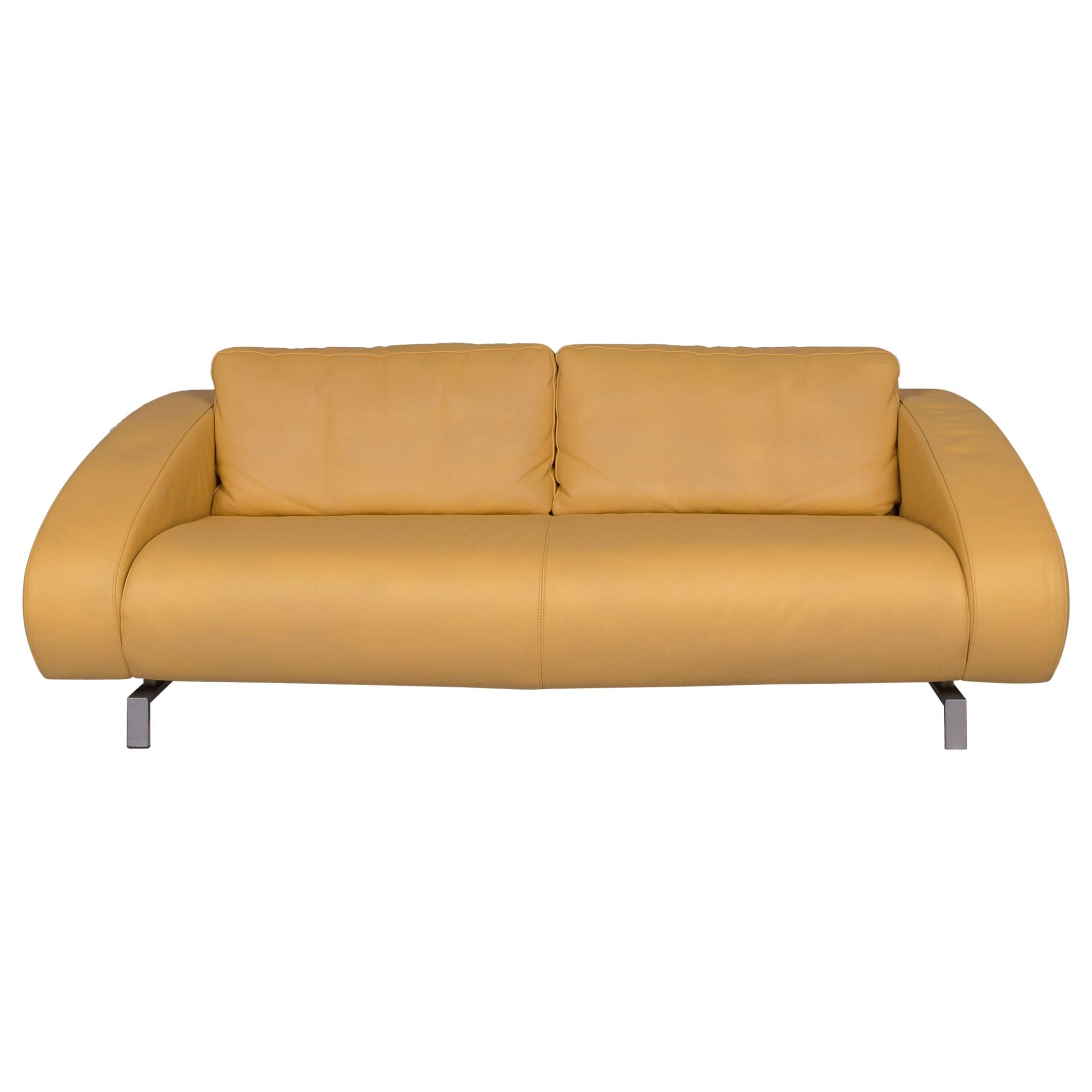 Machalke Leather Sofa Yellow Two-Seat