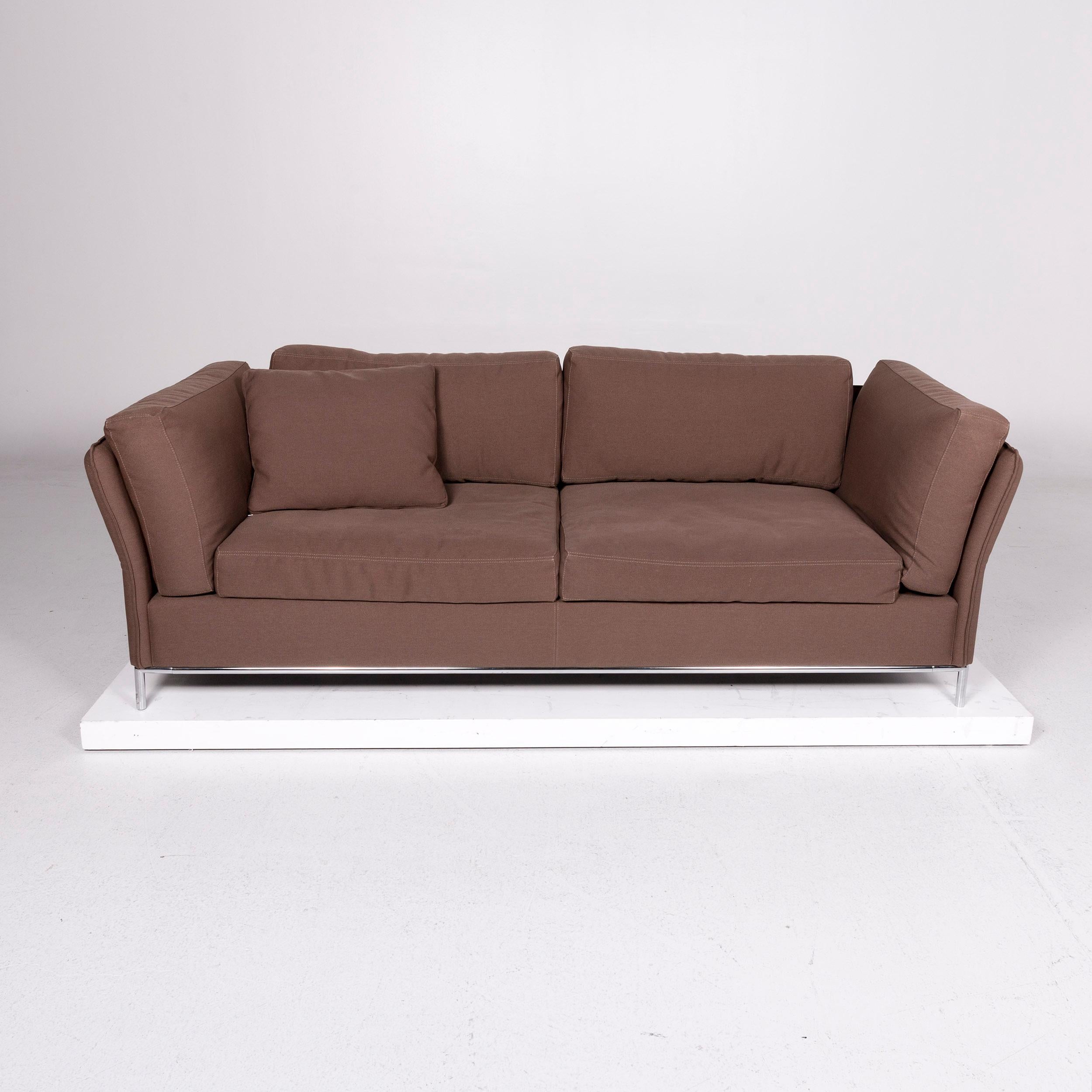Machalke Loveseat Fabric Sofa Brown Three-Seat Couch In Excellent Condition For Sale In Cologne, DE