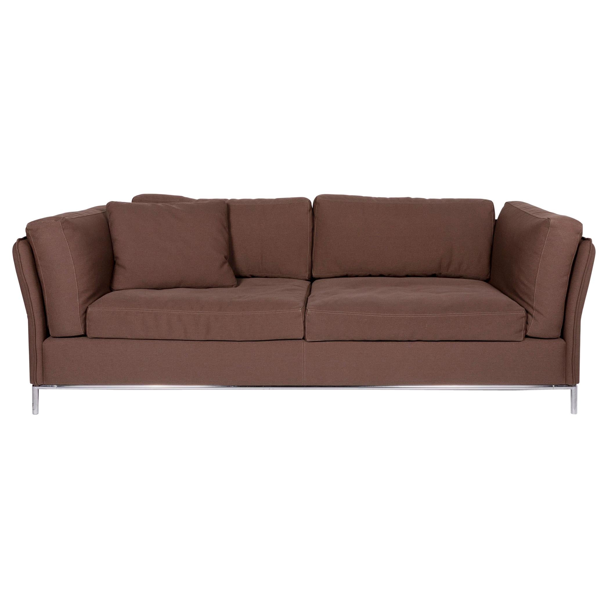 Machalke Loveseat Fabric Sofa Brown Three-Seat Couch For Sale