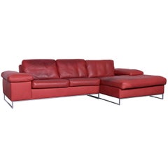 Machalke Monte Christo Designer Leder-Sofa-Couch aus rotem Ecktail, Machalke