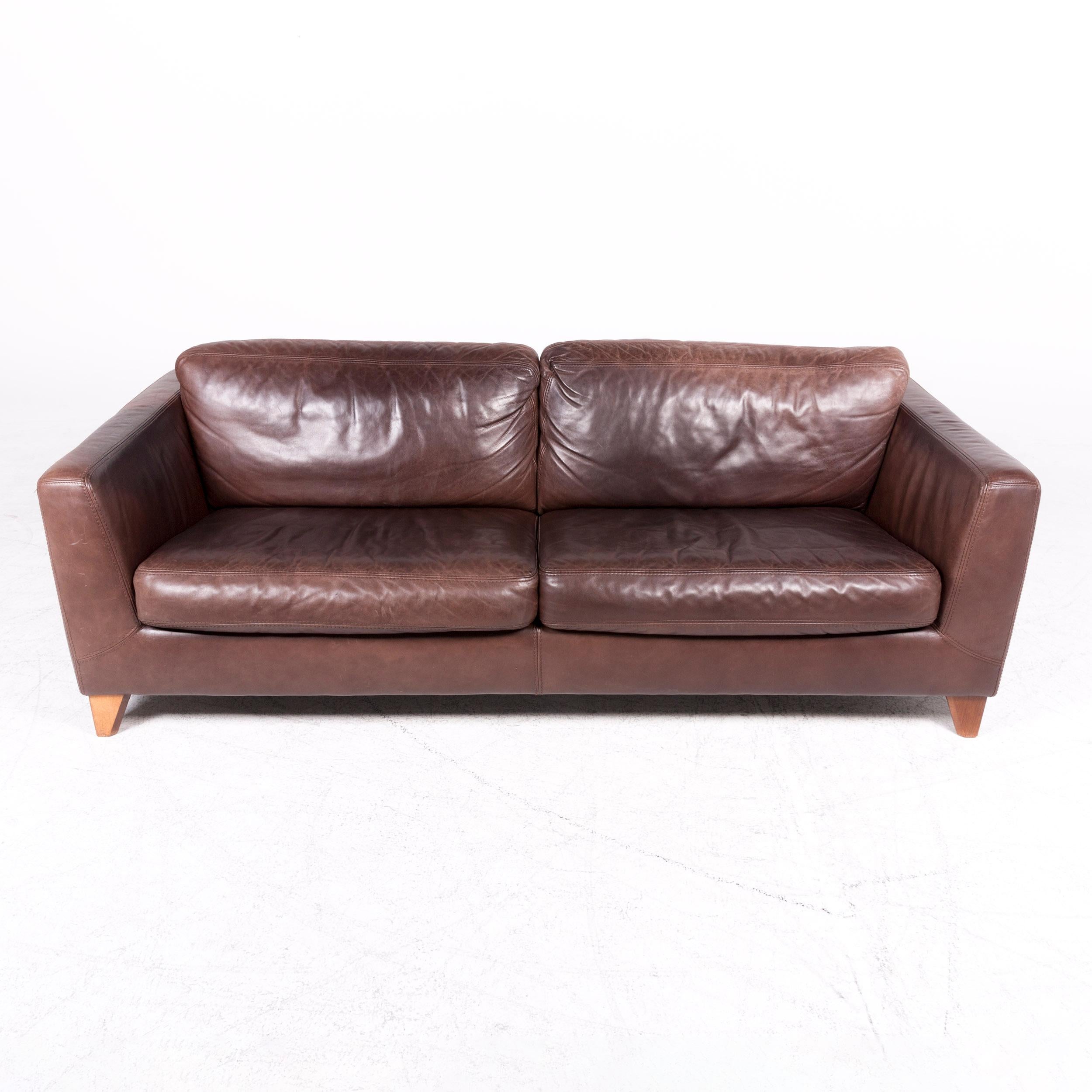 Bosnian Machalke Pablo Designer Leather Sofa Brown Genuine Leather Three-Seat Couch For Sale