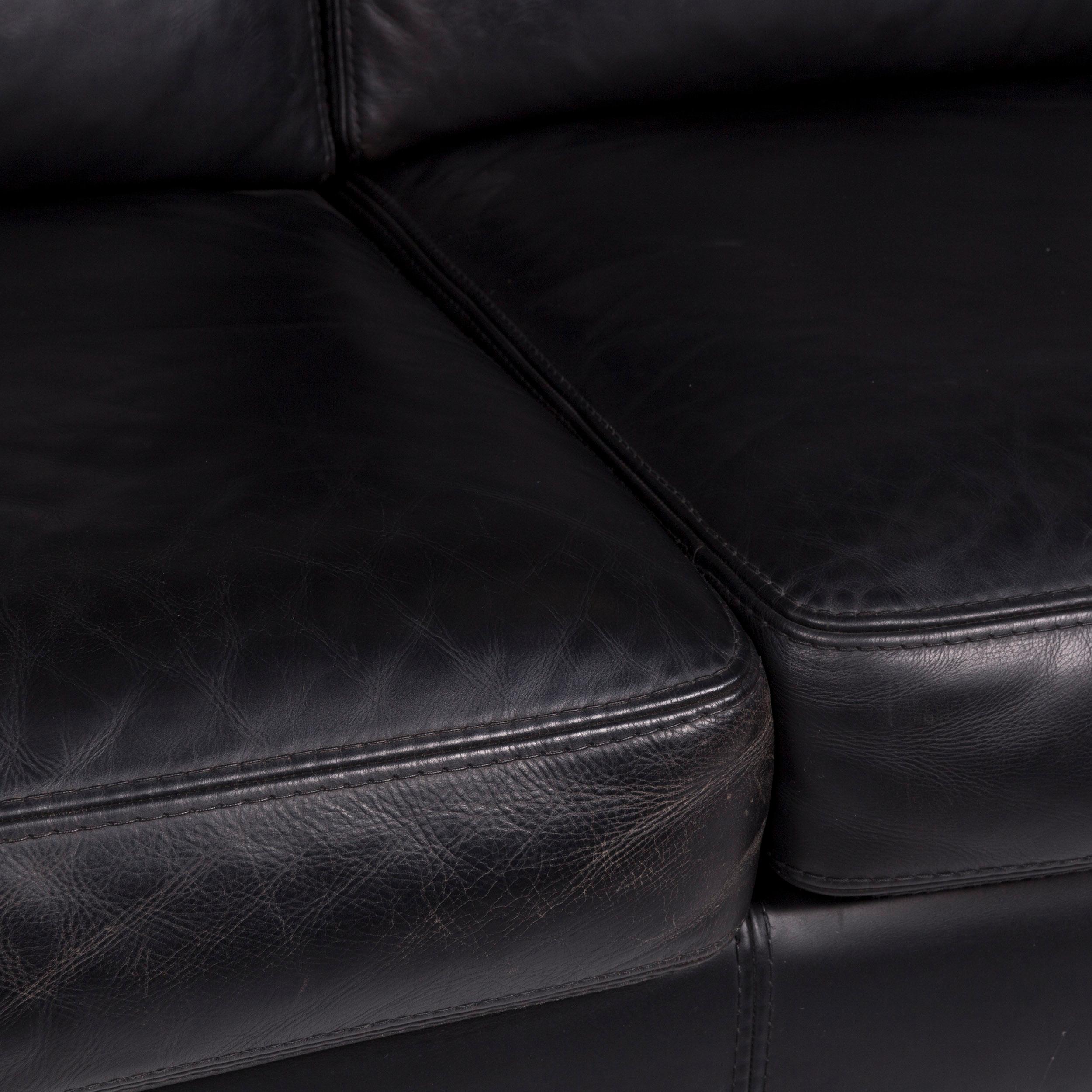 Machalke Pablo Leder-Sofa mit schwarzer Zweisitzer (Moderne)