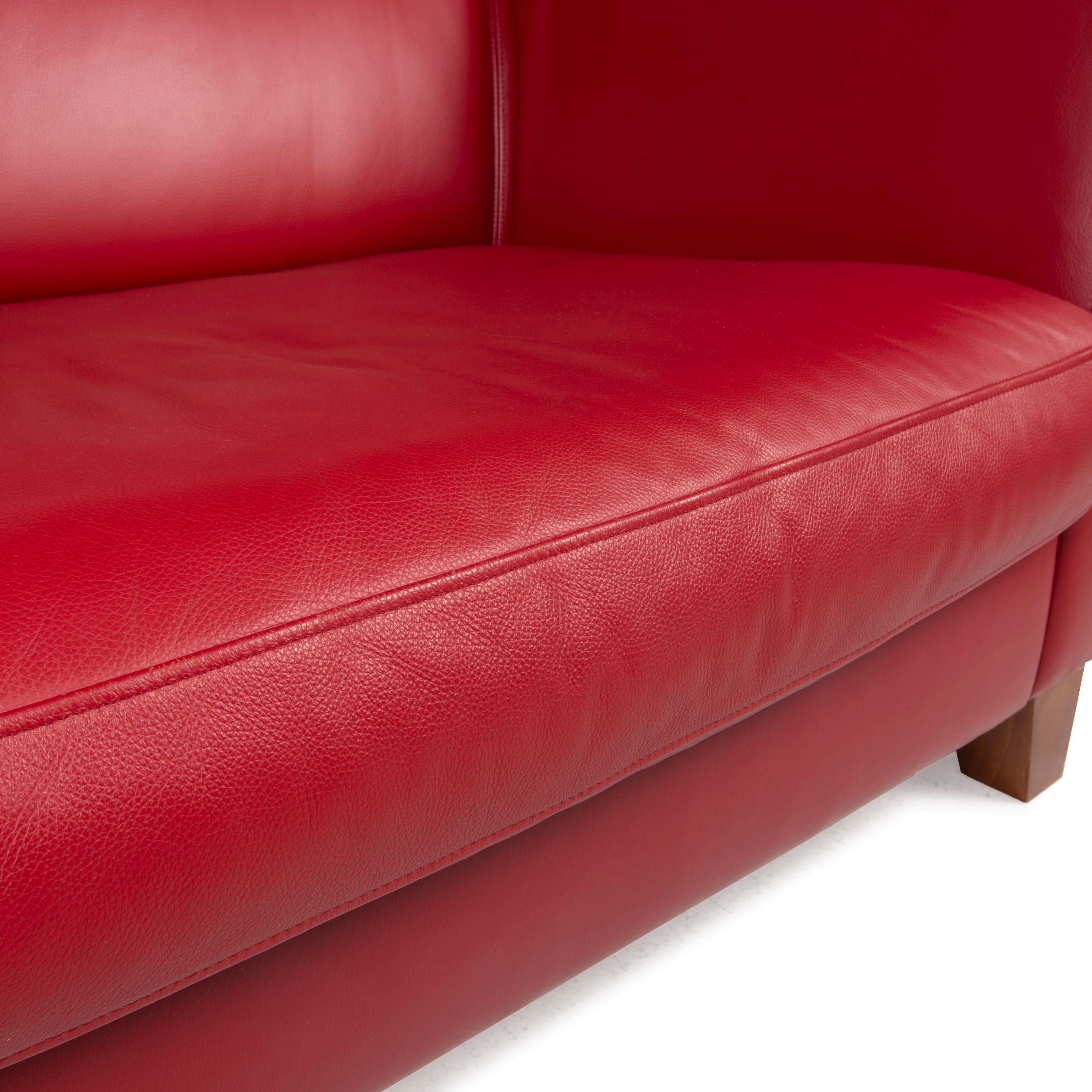 Modern Machalke Ritz Leather Armchair Red Wine Red Loveseat