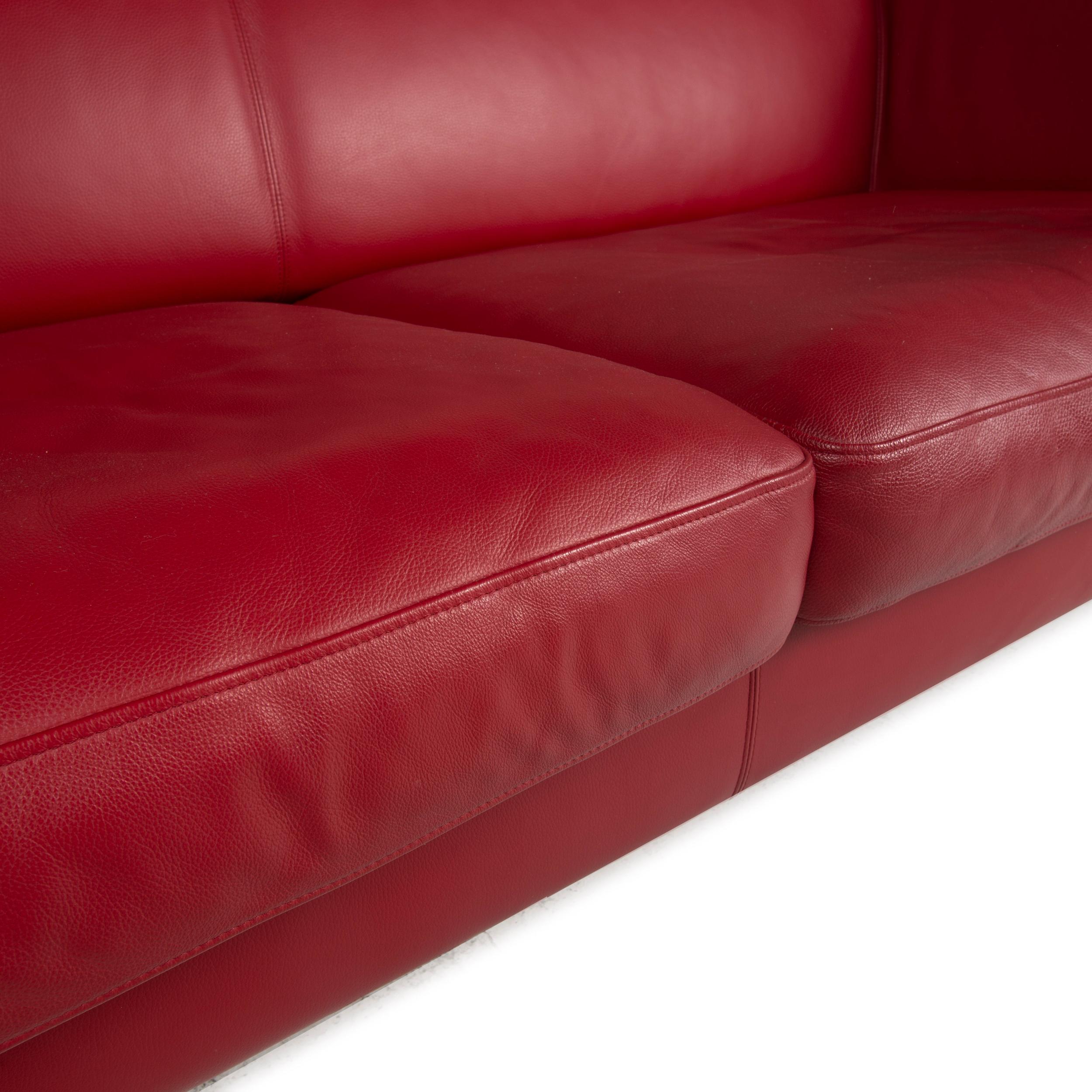 Machalke Ritz Leather Sofa Red Three-Seater Wine Red at 1stDibs
