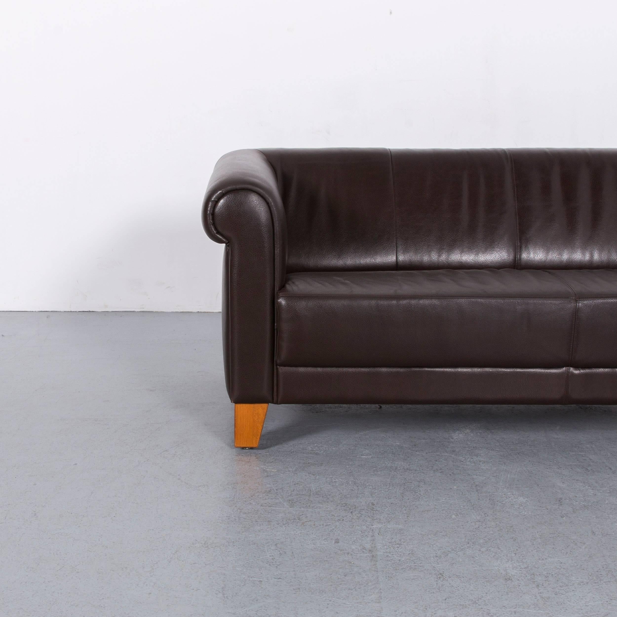 German Machalke Sumatra Leather Sofa Set Brown Two-Seat and Armchair