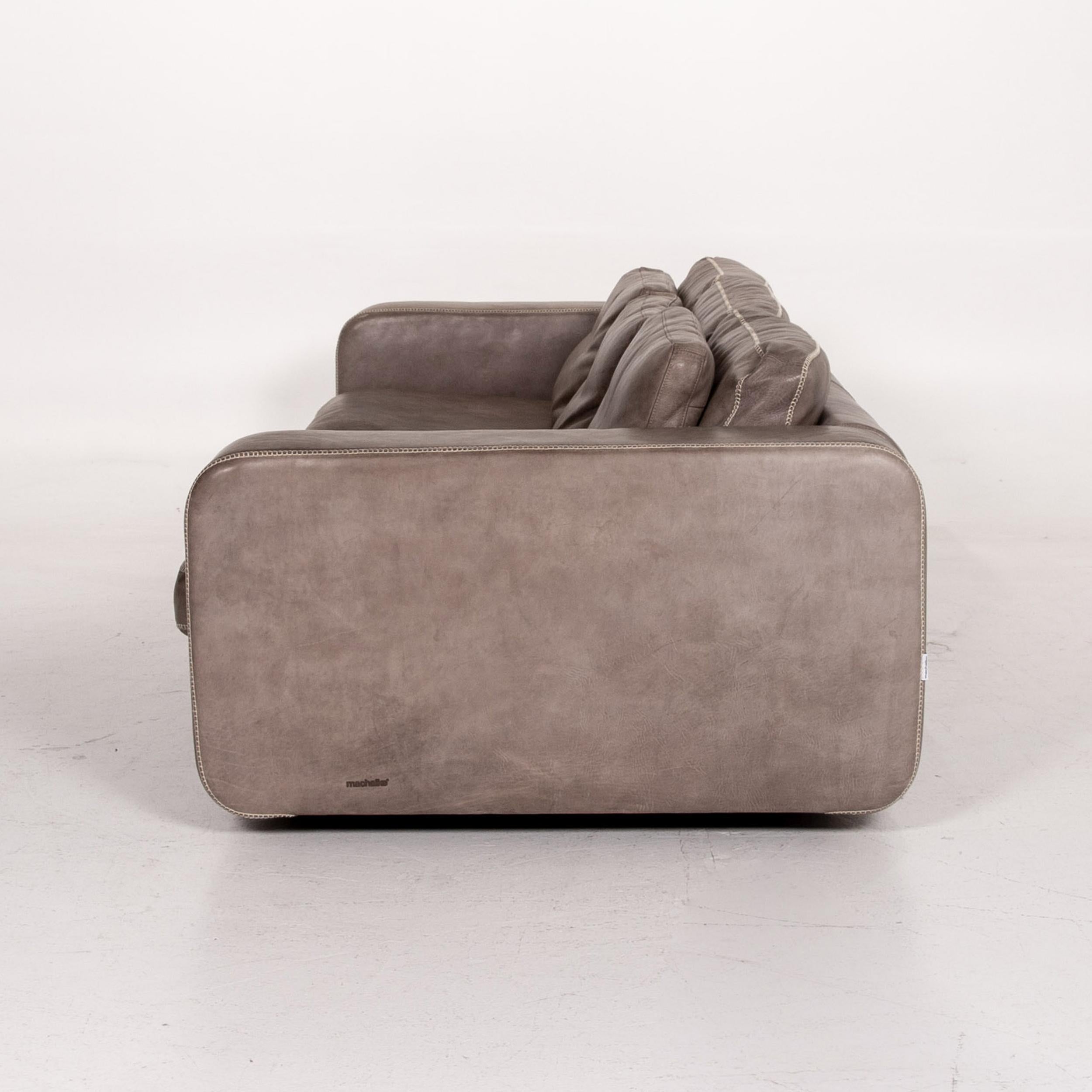 Machalke Valentino Anilin-Leder-Sofa in Grau mit drei Etagen im Angebot 5