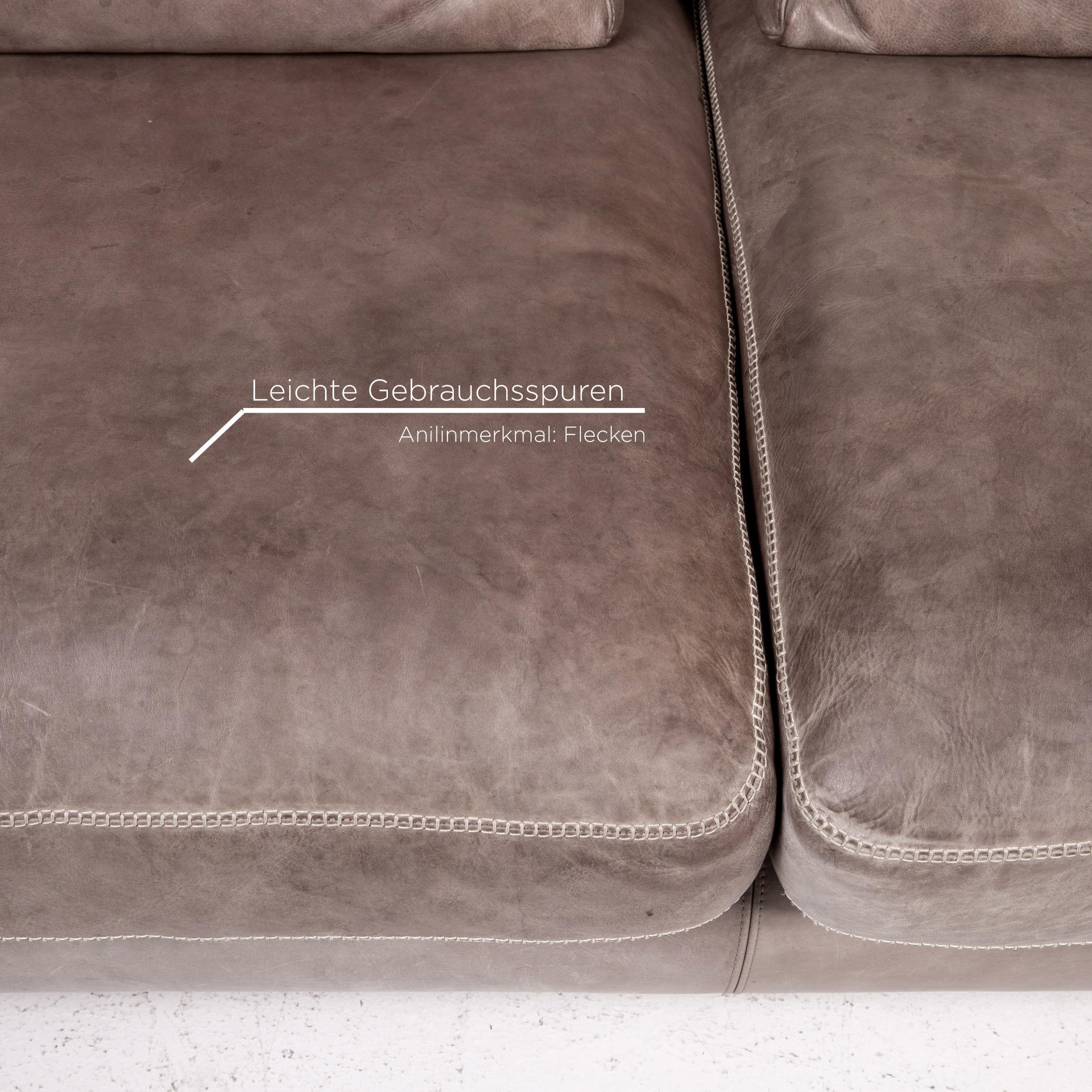 Machalke Valentino Anilin-Leder-Sofa in Grau mit drei Etagen (Bosnisch) im Angebot