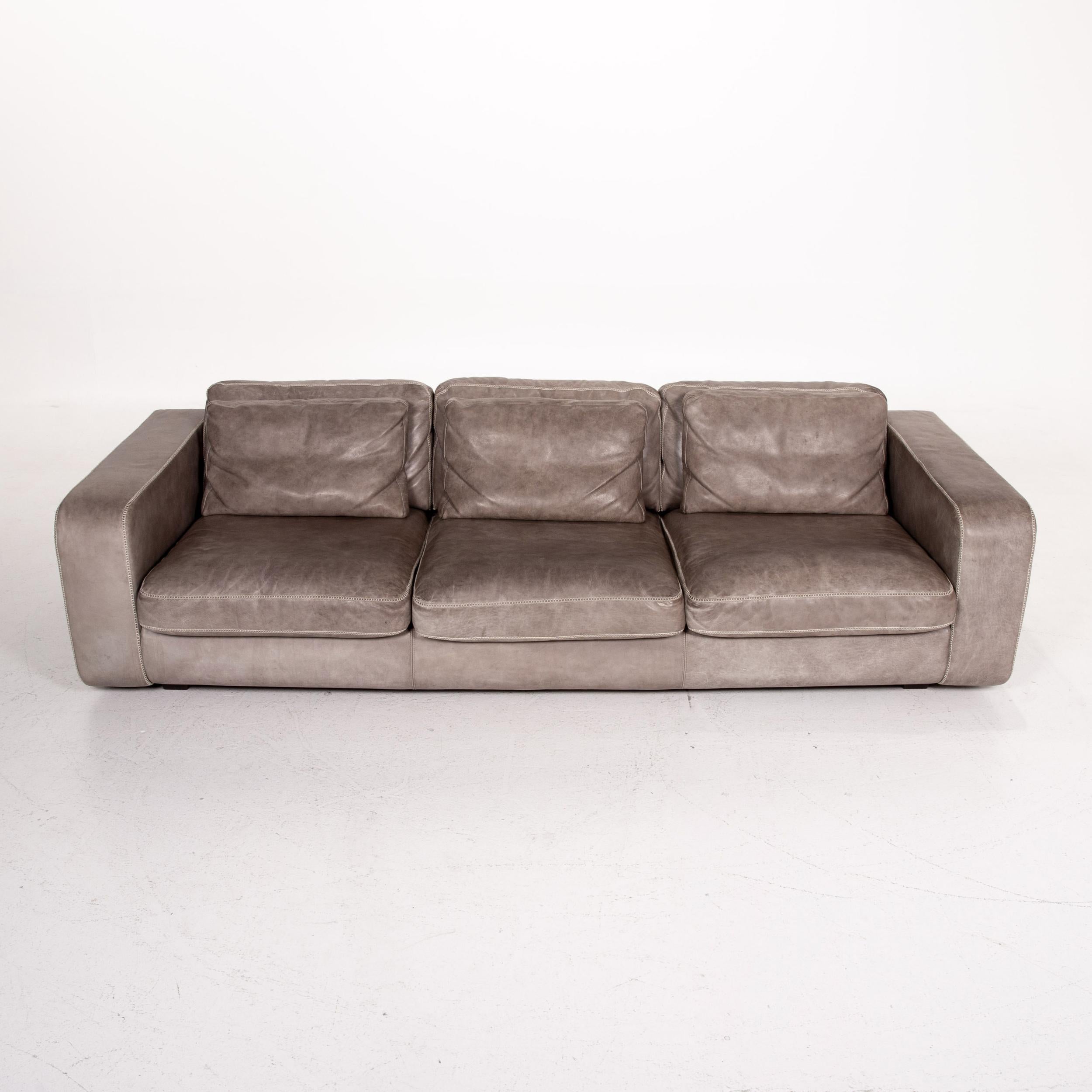 Machalke Valentino Anilin-Leder-Sofa in Grau mit drei Etagen im Angebot 2