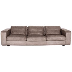 Machalke Valentino Anilin-Leder-Sofa in Grau mit drei Etagen