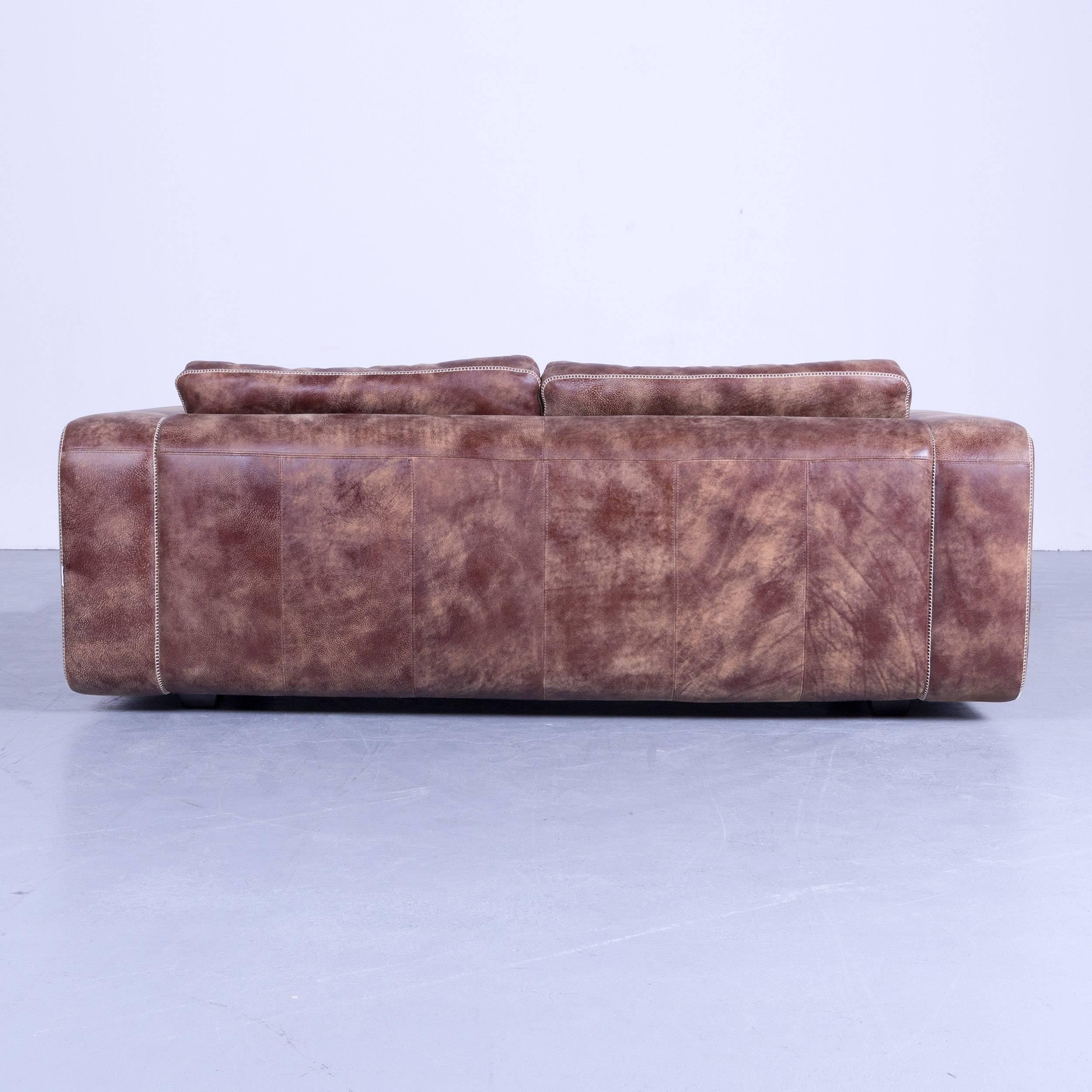 Machalke Valentino Brown Leather Sofa Three-Seat Couch 3
