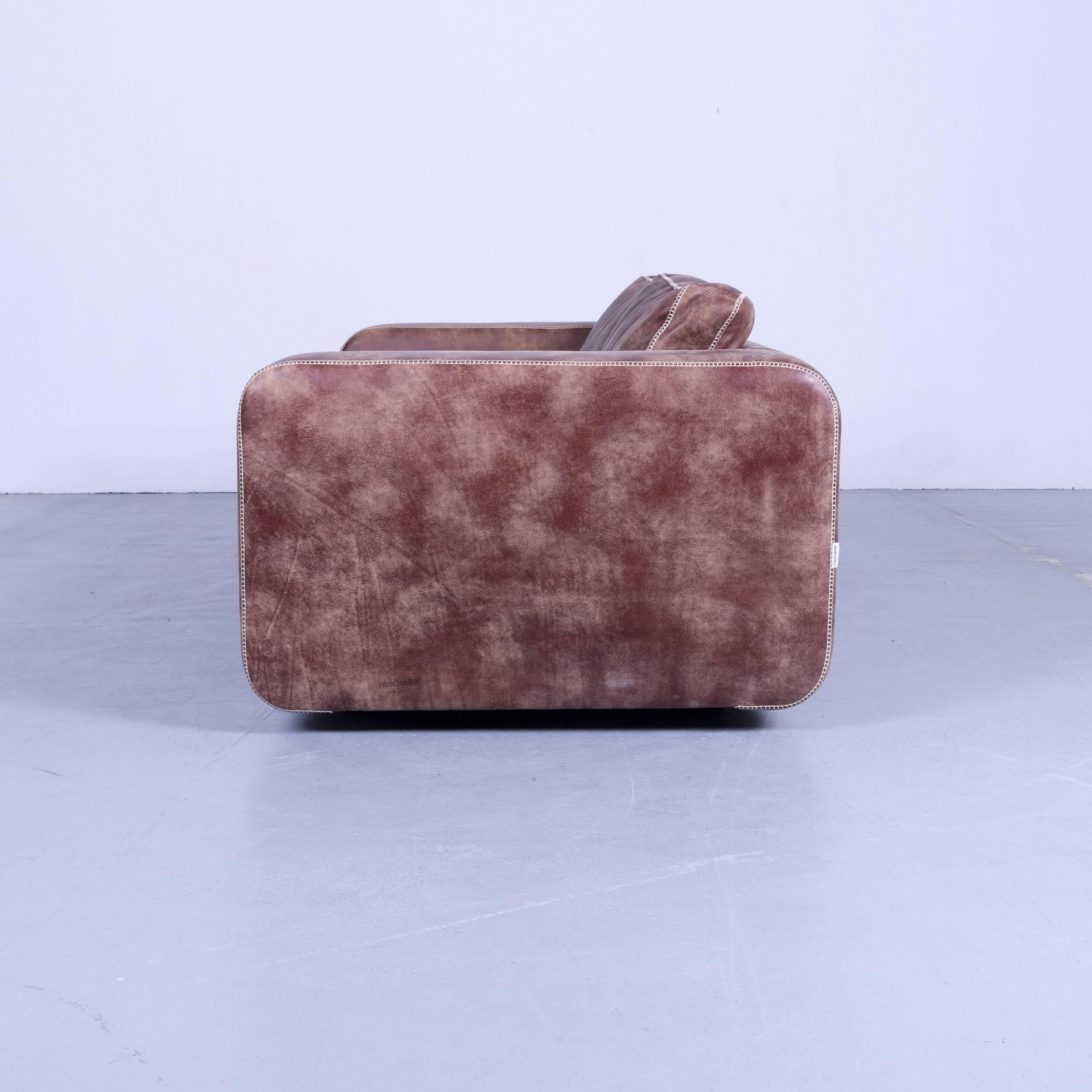 Machalke Valentino Brown Leather Sofa Three-Seat Couch 4