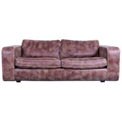 Machalke Valentino Brown Leather Sofa Three-Seat Couch