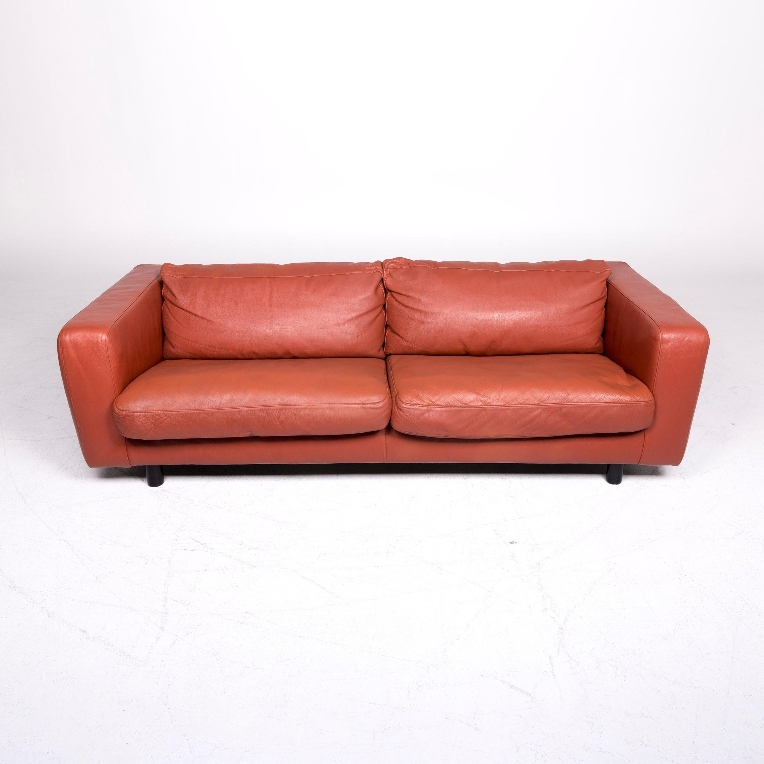 Modern Machalke Valentino Designer Leather Sofa Brown Rust Brown Two-Seat Couch