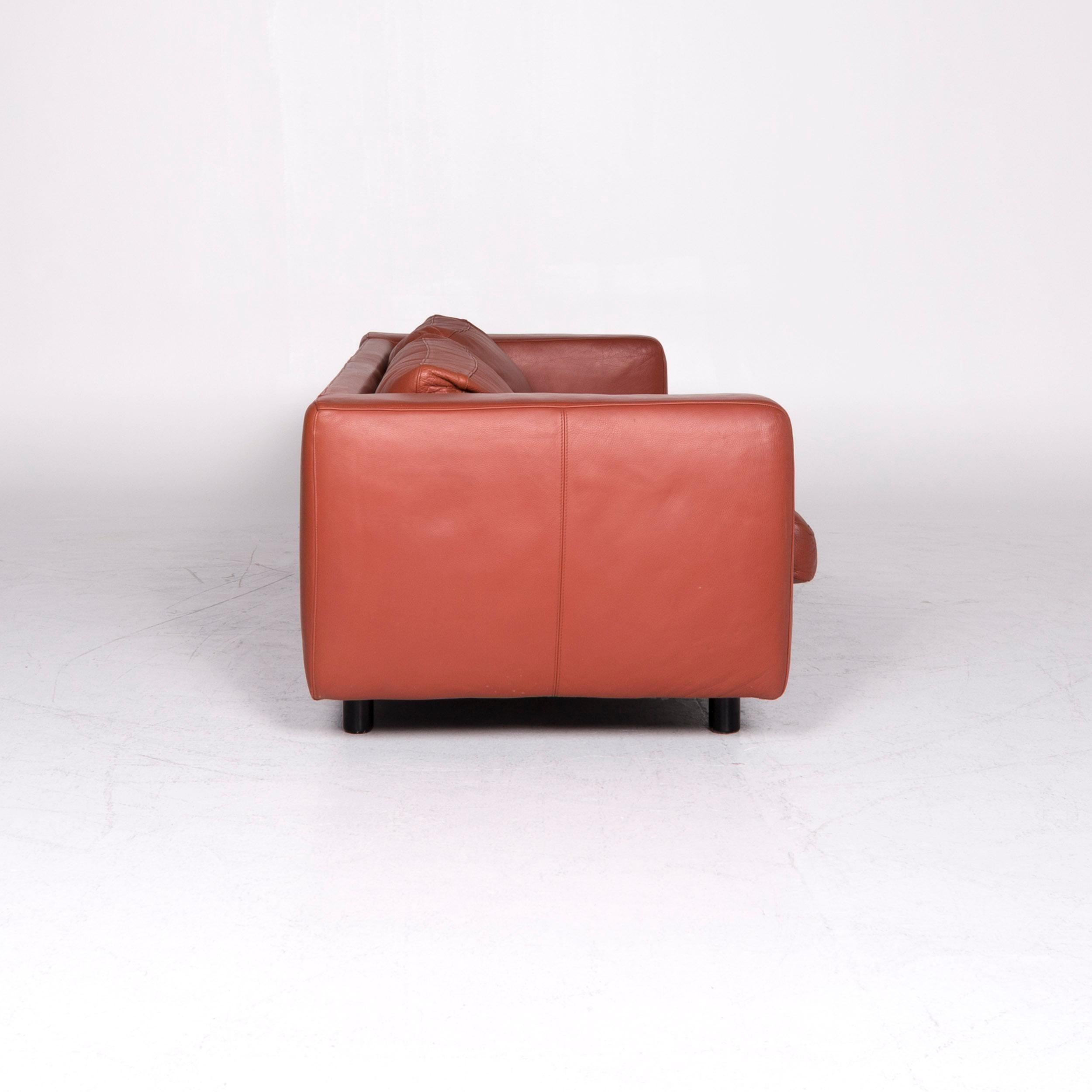 Bosnian Machalke Valentino Designer Leather Sofa Brown Rust Brown Two-Seat Couch