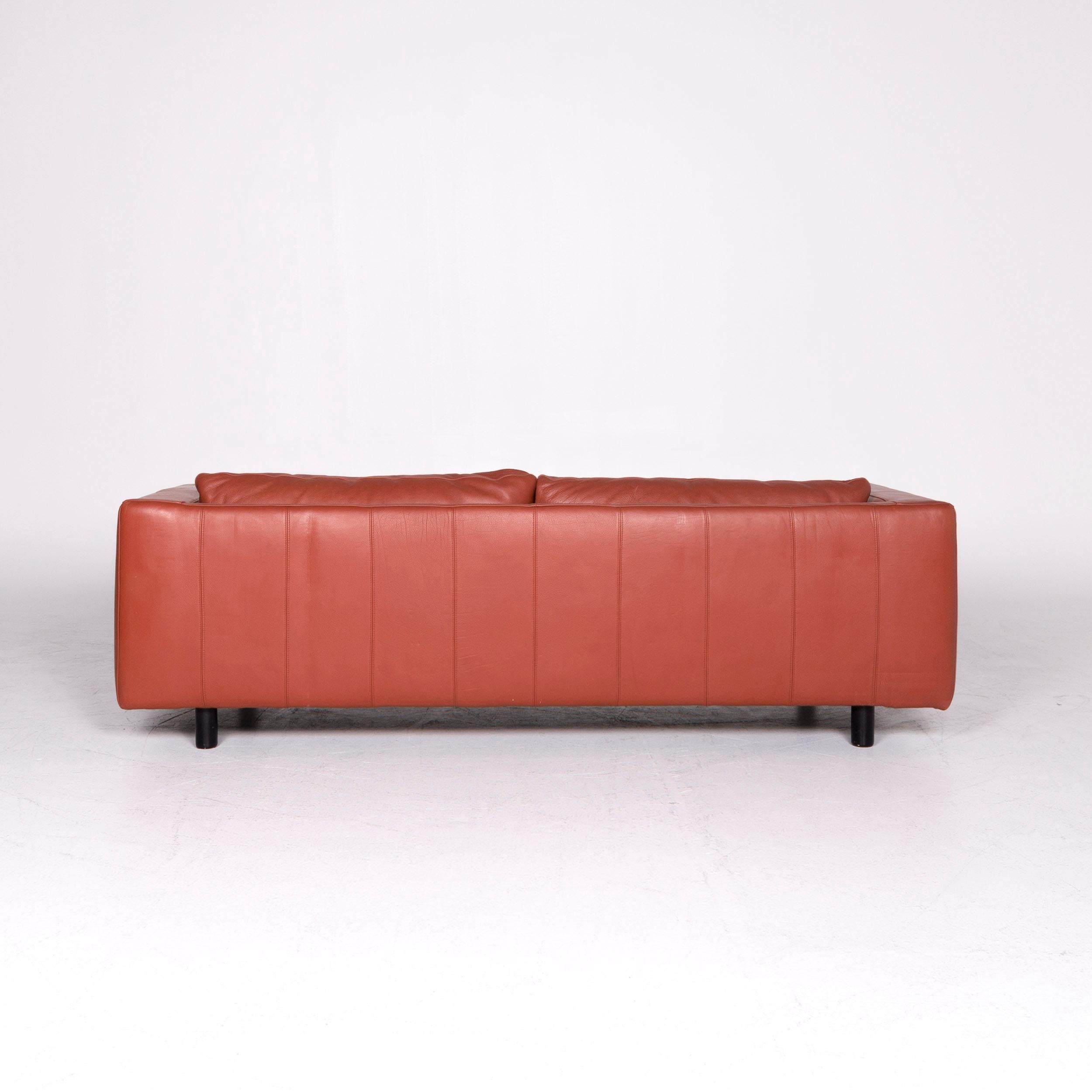 Machalke Valentino Designer Leather Sofa Brown Rust Brown Two-Seat Couch In Good Condition In Cologne, DE