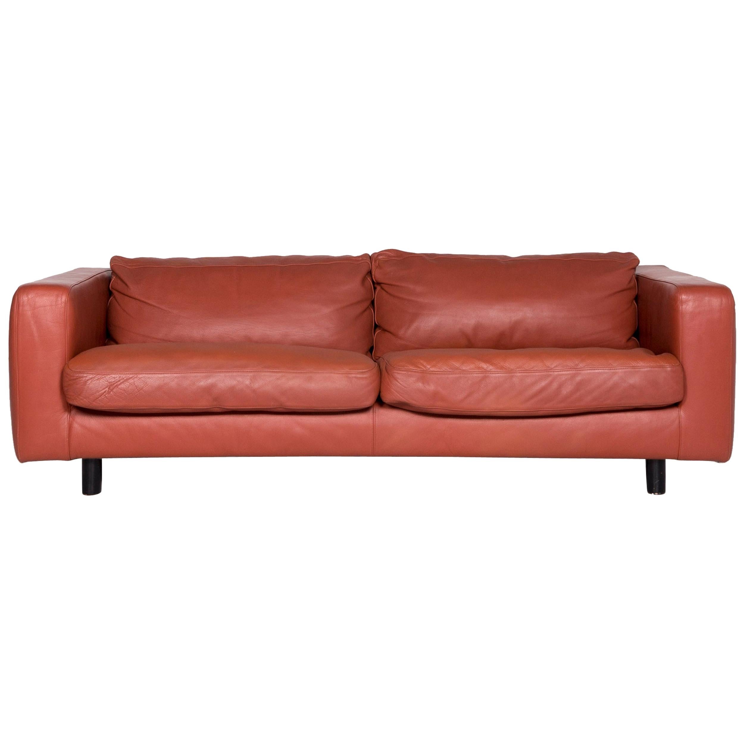 Machalke Valentino Designer Leather Sofa Brown Rust Two Seat Couch