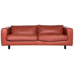 Machalke Valentino Designer Leather Sofa Brown Rust Brown Two-Seat Couch