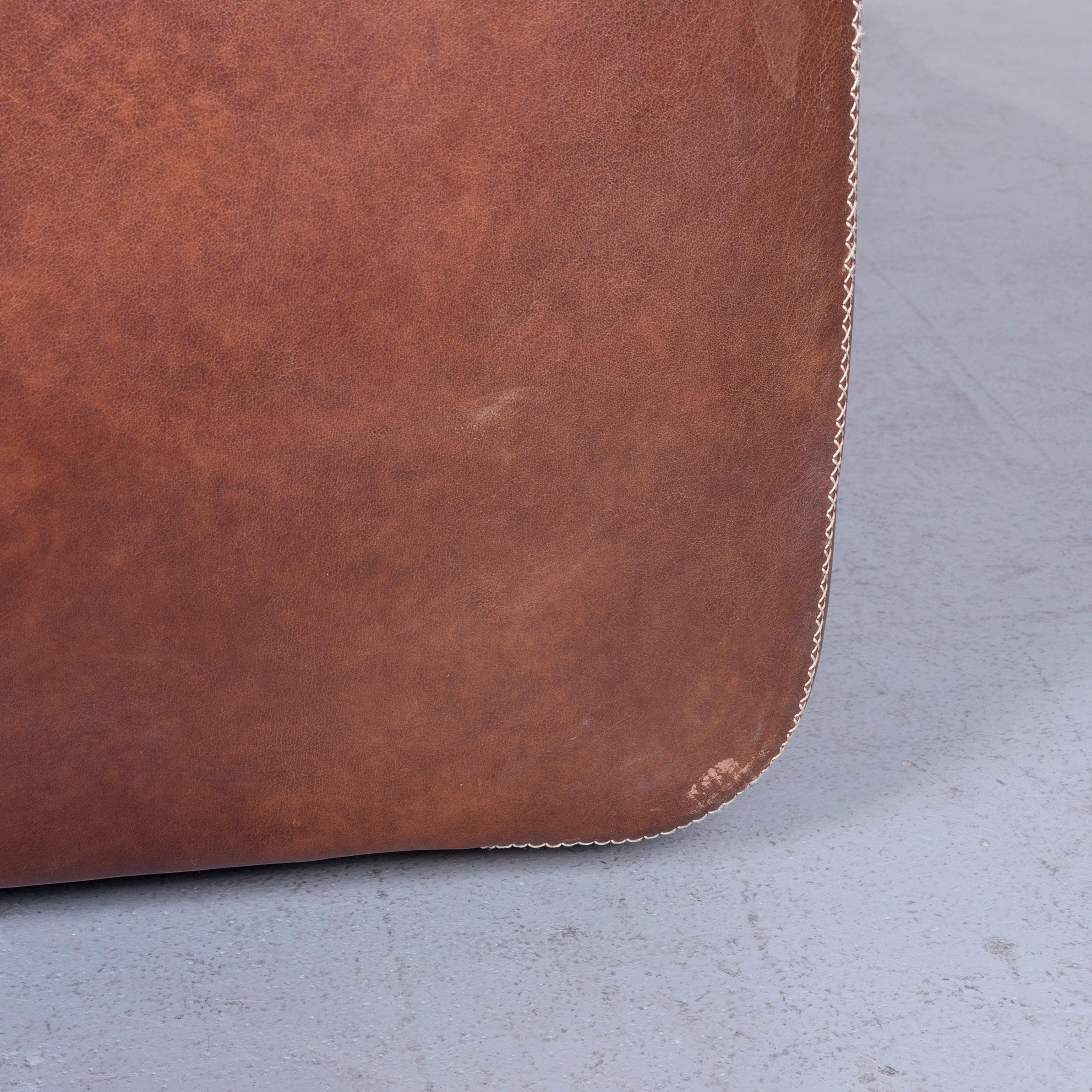 Machalke Valentino Designer Leather Sofa Brown Three-Seat Couch For Sale 5