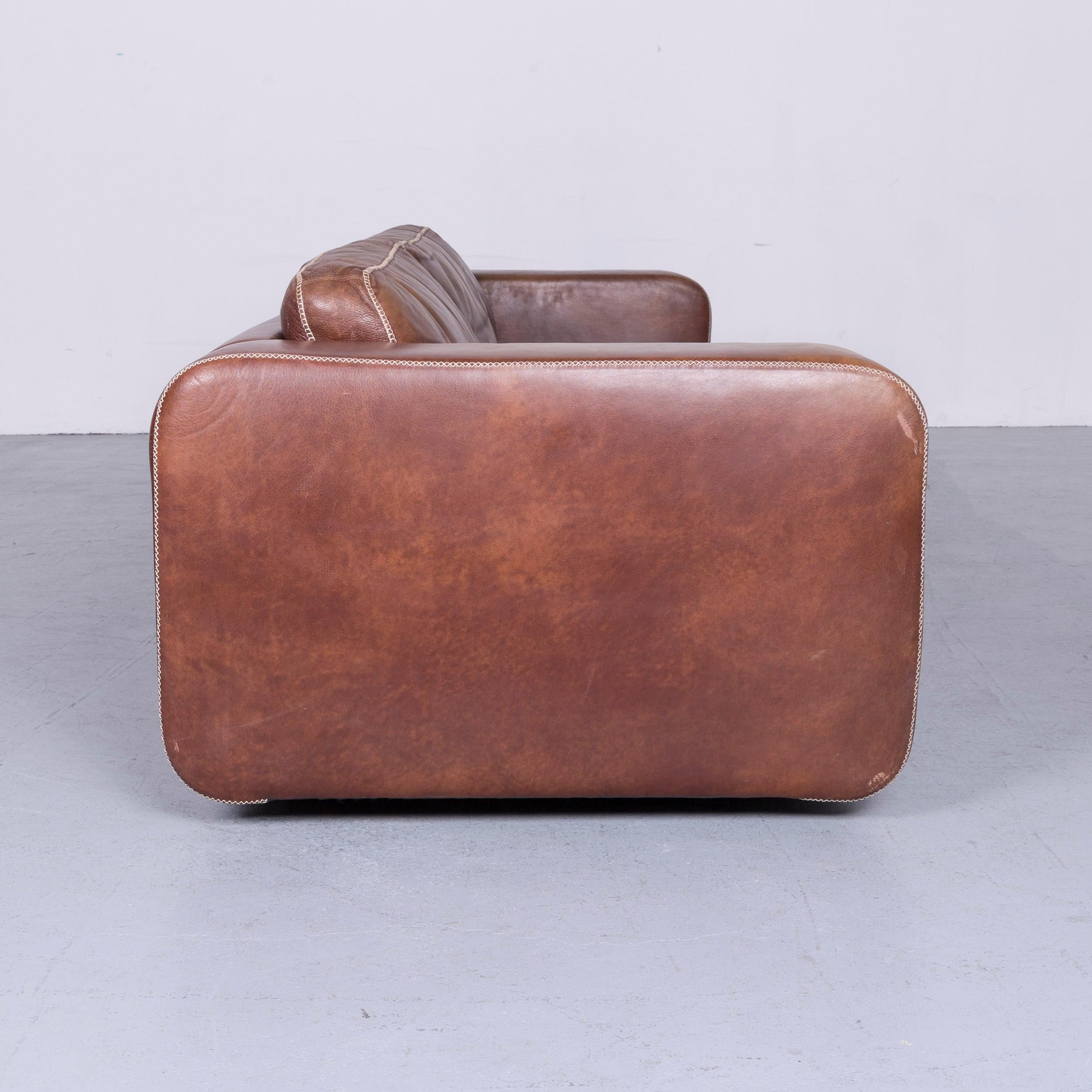 Machalke Valentino Designer Leather Sofa Brown Three-Seat Couch For Sale 7
