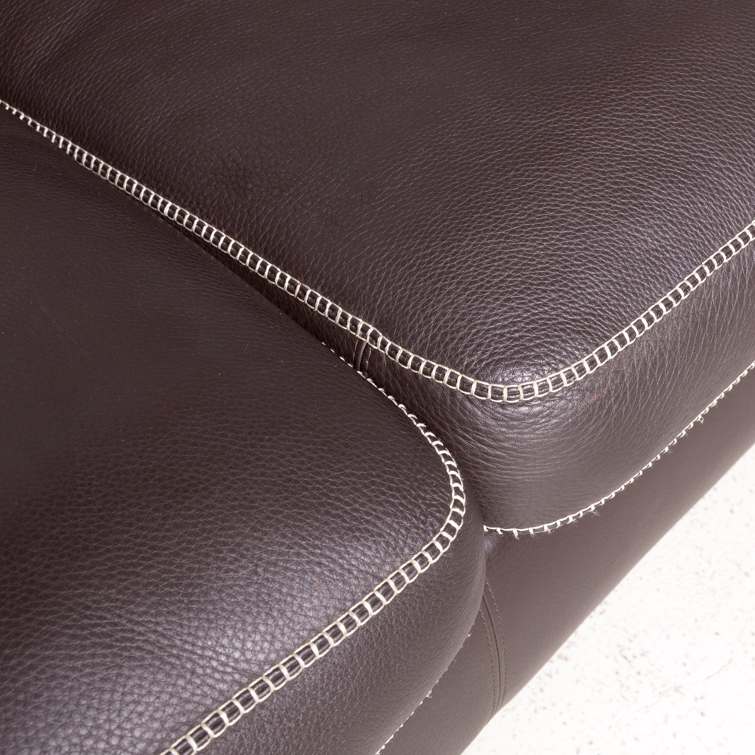 Machalke Valentino Designer Leather Sofa Brown Three-Seat Couch For Sale 1