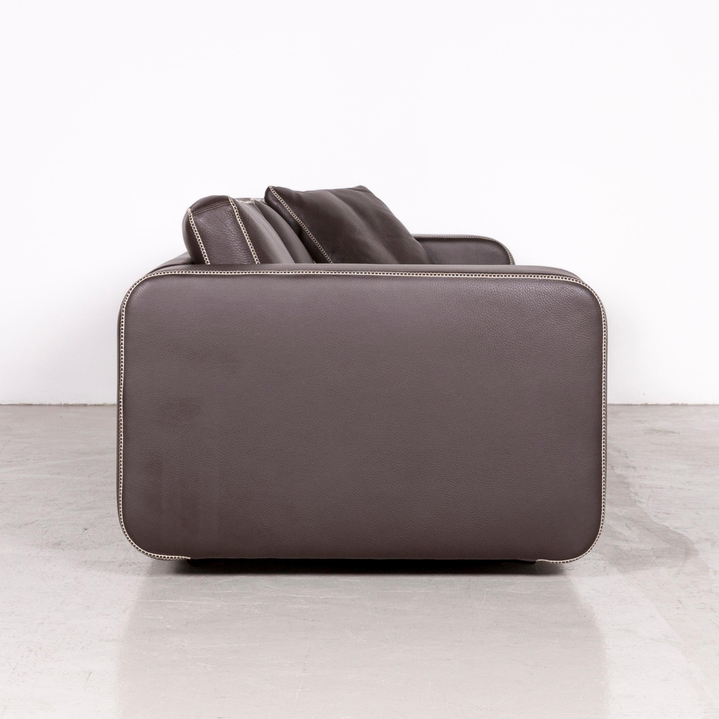 Machalke Valentino Designer Leather Sofa Brown Three-Seat Couch For Sale 2