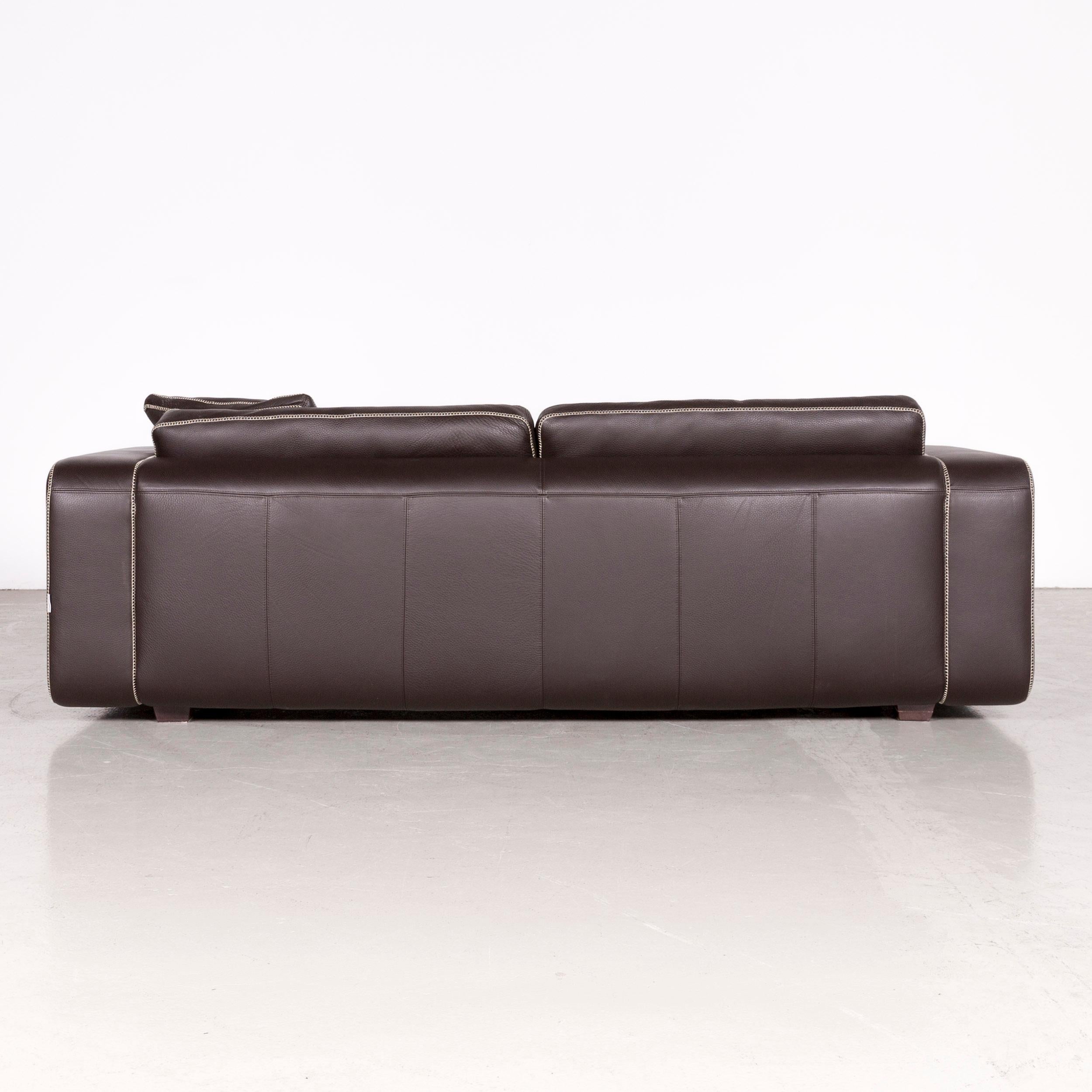 Machalke Valentino Designer Leather Sofa Brown Three-Seat Couch For Sale 3