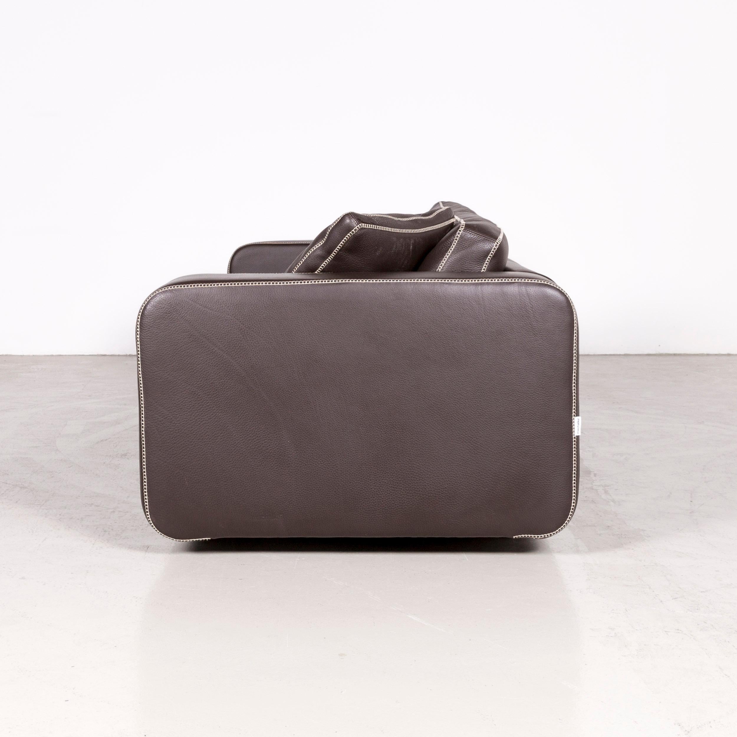 Machalke Valentino Designer Leather Sofa Brown Three-Seat Couch For Sale 4