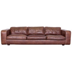 Machalke Valentino Designer Leather Sofa Brown Three-Seat Couch